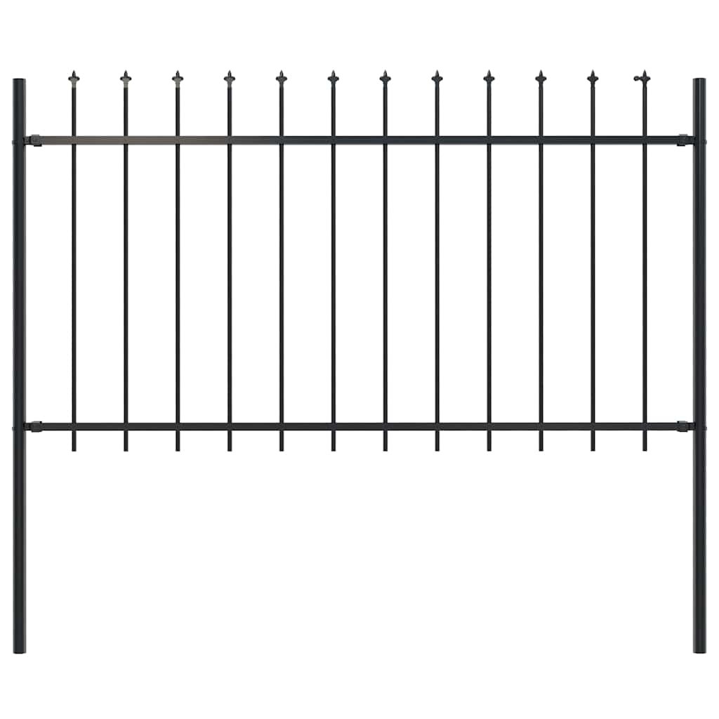 Walplus Steel Garden Fence "Woerden" with Spear Top - Black - 181 x 3.4 x 150 cm