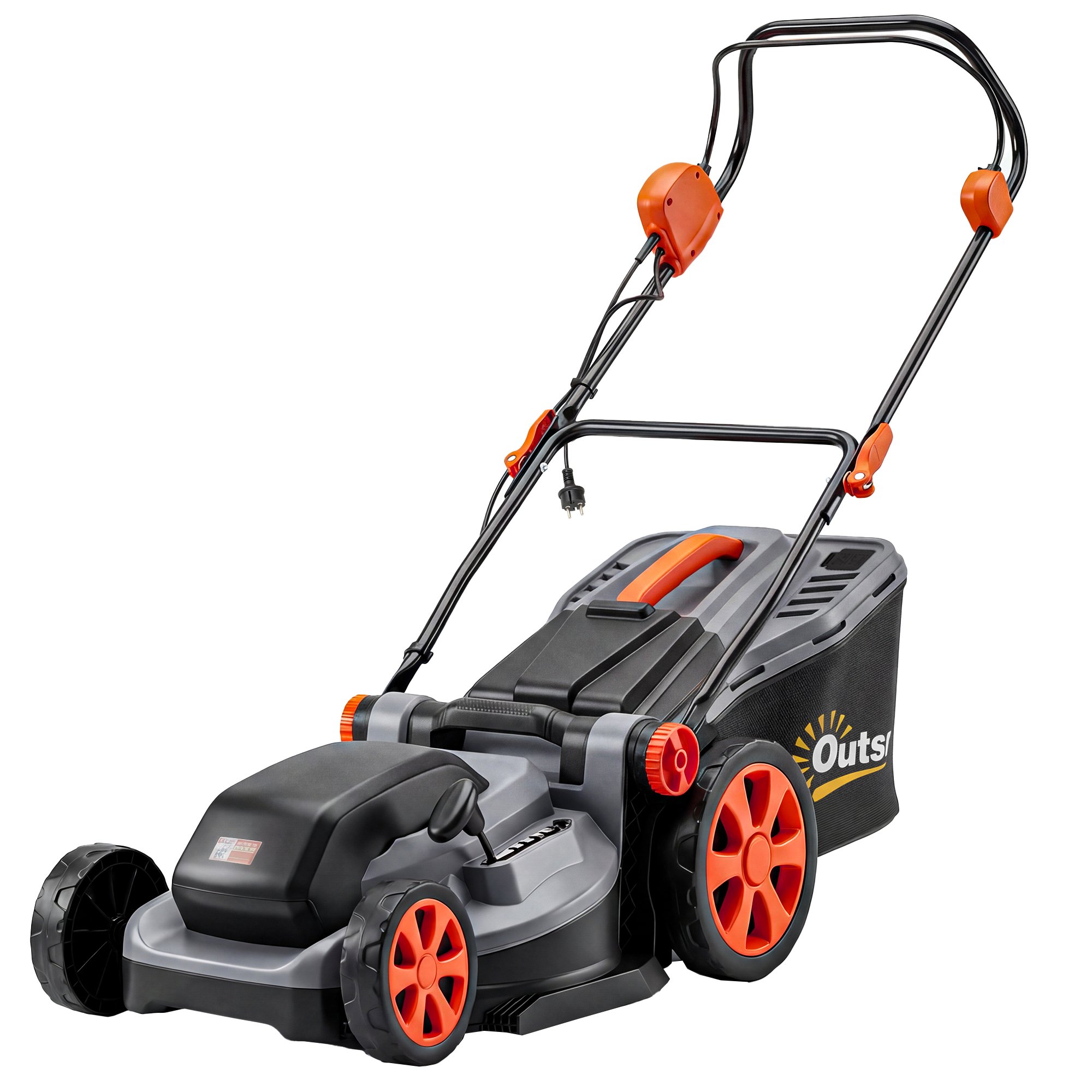 Outsunny Corded Electric Mulching Lawnmower - Light Grey