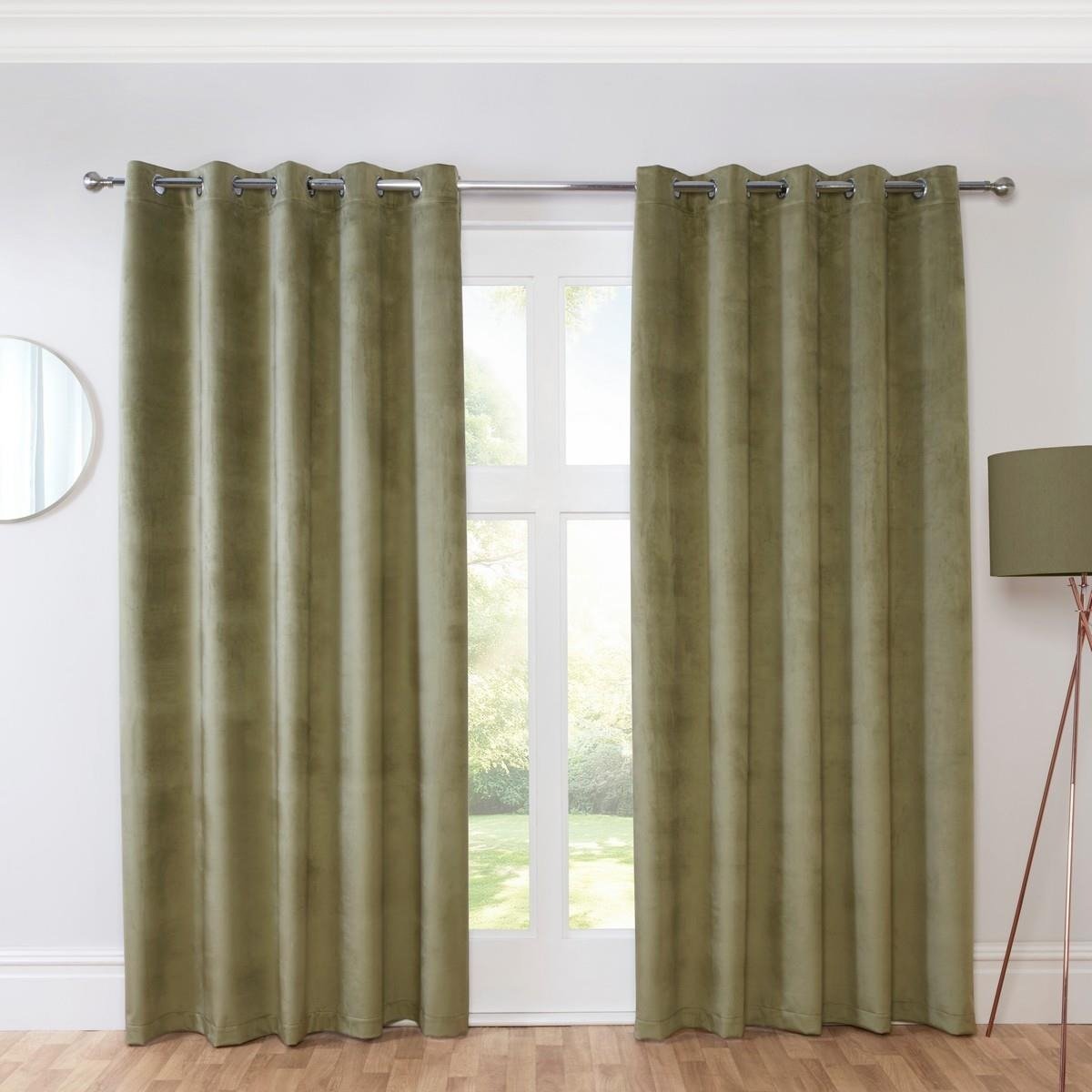 Sundour Casa Eyelet Curtains - Green - 229 x 229cm