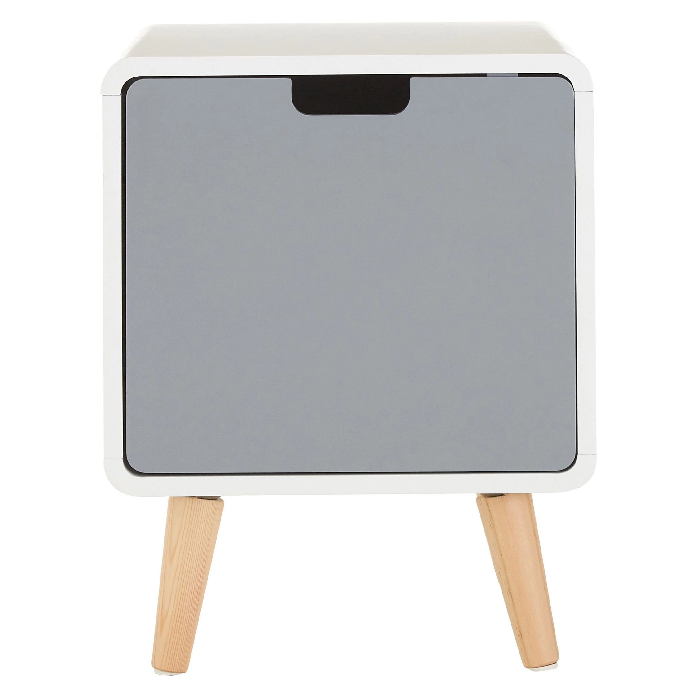 Orsina Milo One-Door Cabinet Side Table - White and Grey