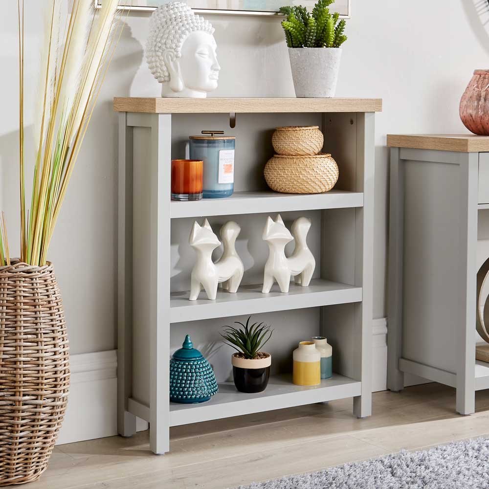 Home Source Avon Low 3 Tier Bookcase - Grey