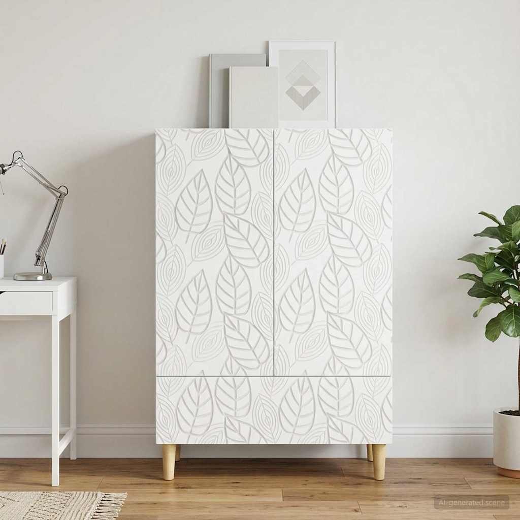 Walplus 1 Drawer Rectangular Sideboard 2 Door - White - 66 x 34.5 x 95 cm