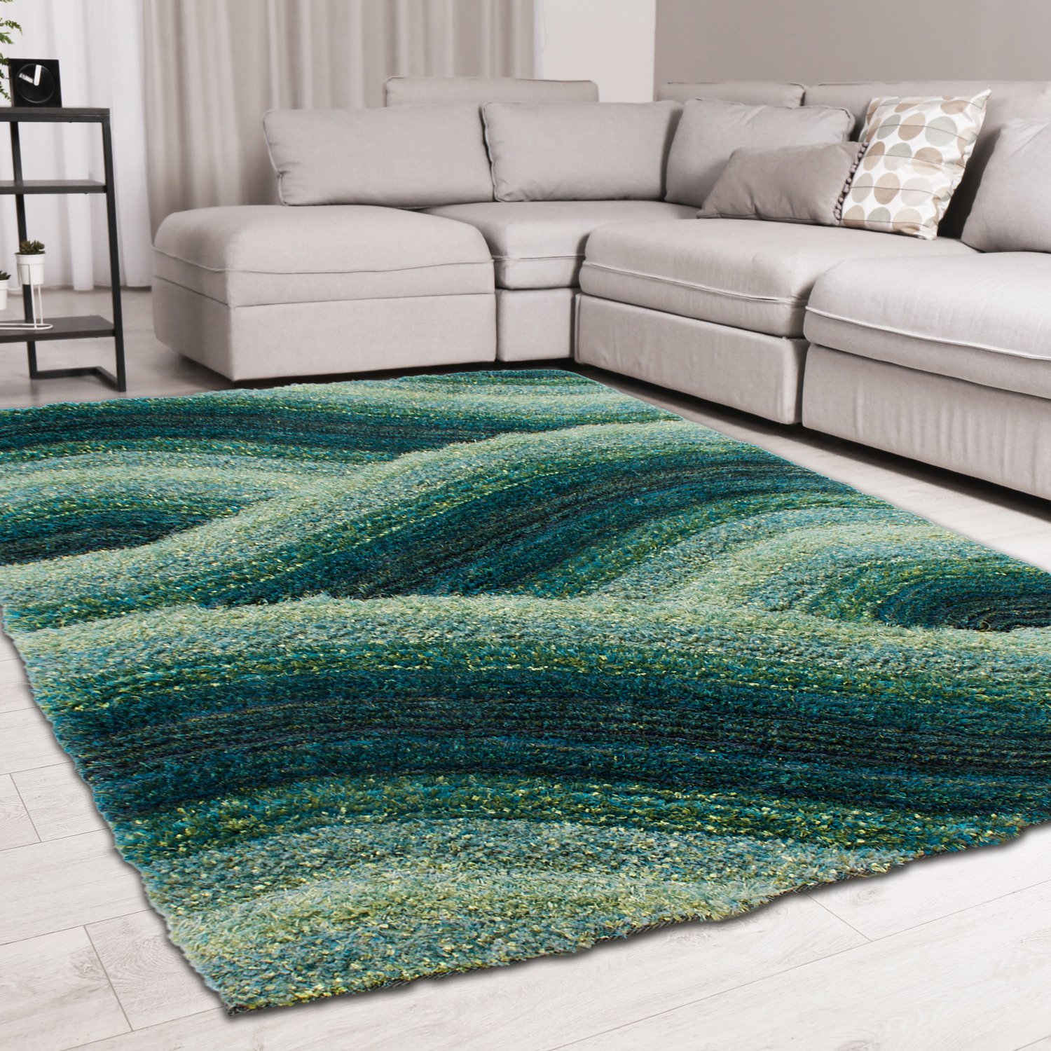 DS Living Ultra Plush Wave Shaggy Rug - Blue - 230x160cm