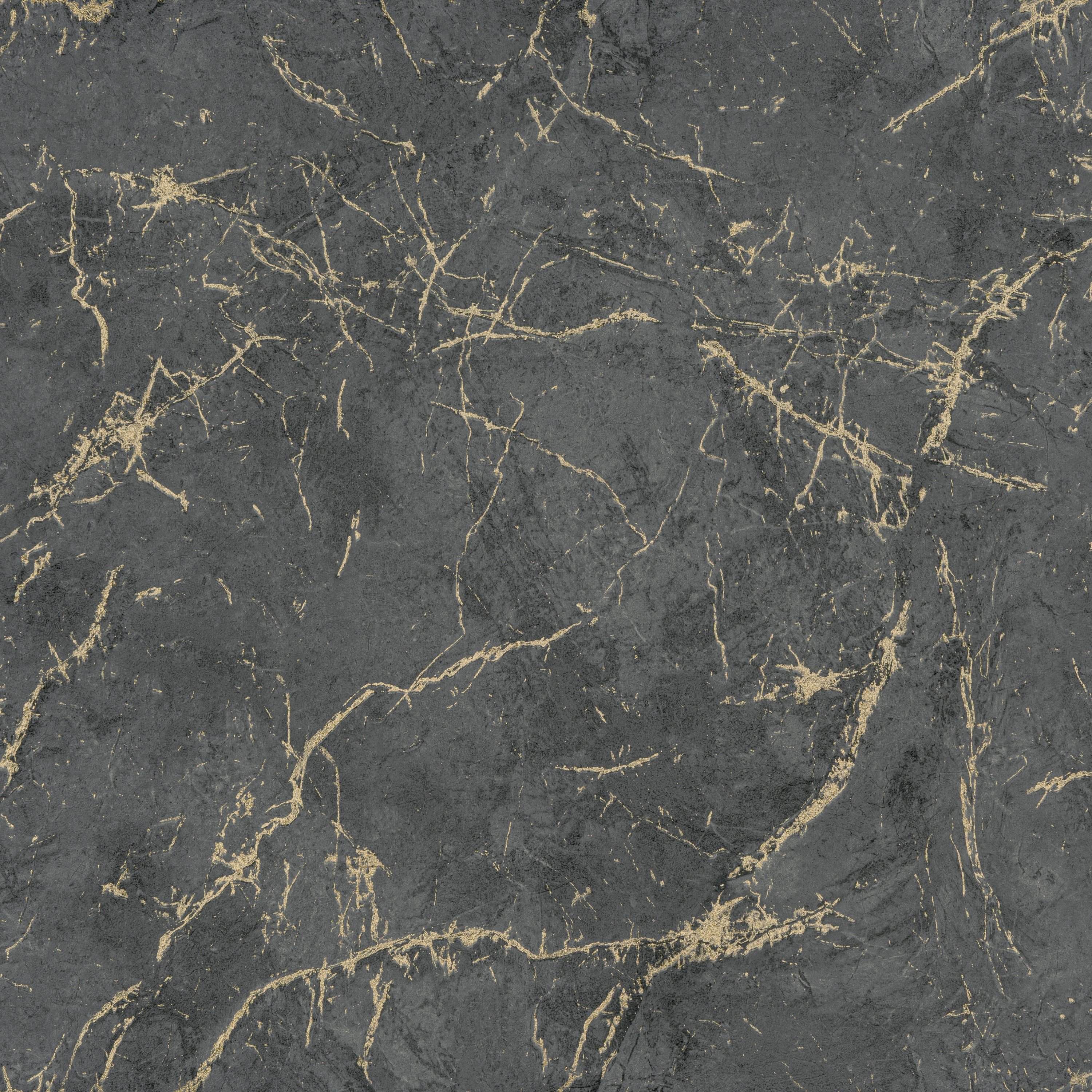 Grandeco Thassos Golden Thread Marble Textured Wallpaper - Black Ash