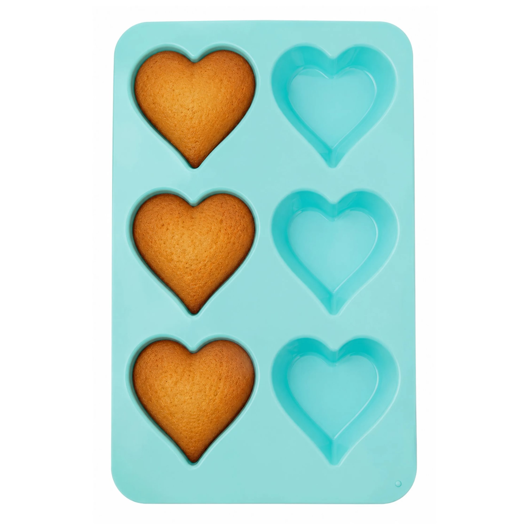 Orsina Zing Six-Cup Heart Shape Cake Mould - Pastel Green