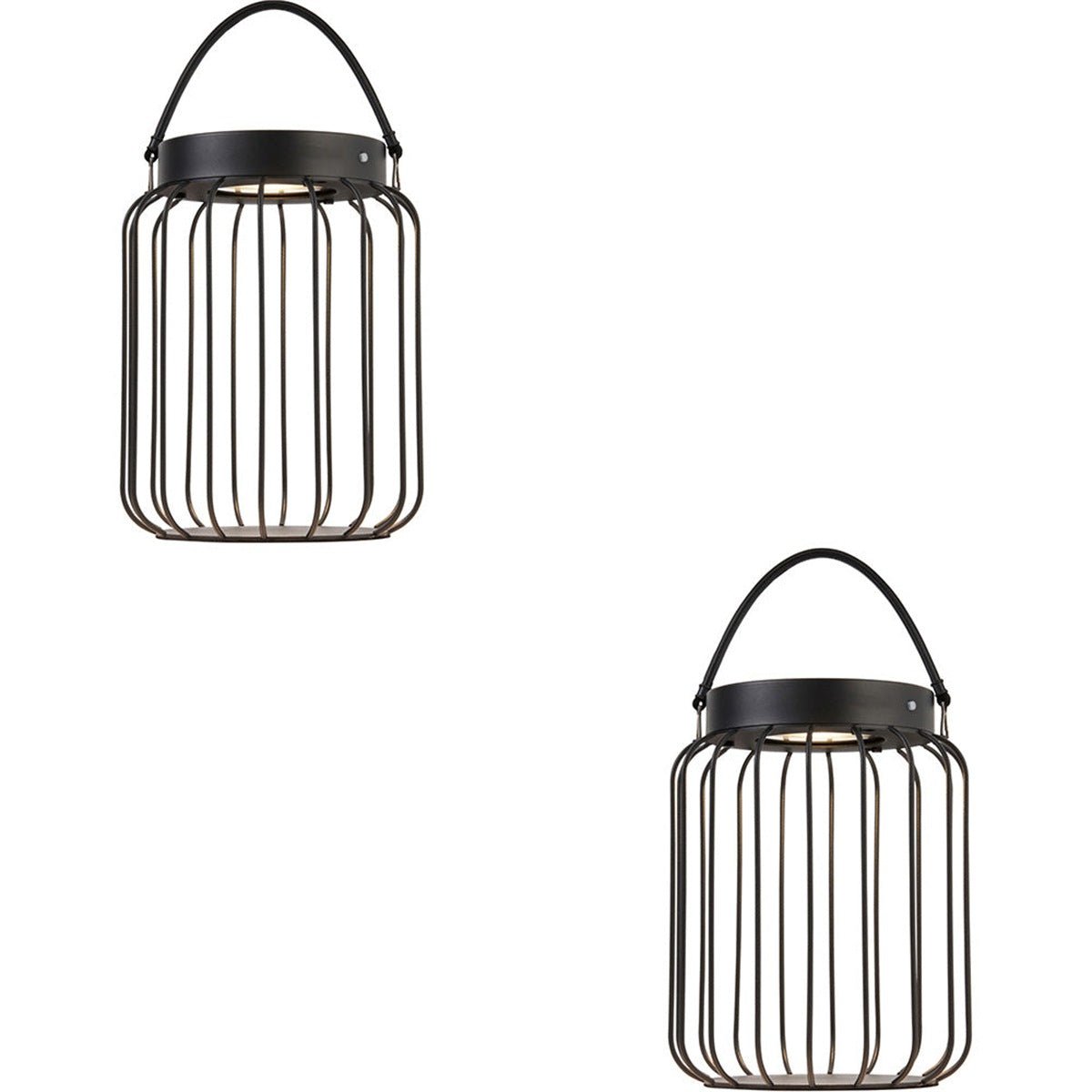 Loops Direct Pack of 2 Steel and Glass Solar Table Lamp - Matt Black
