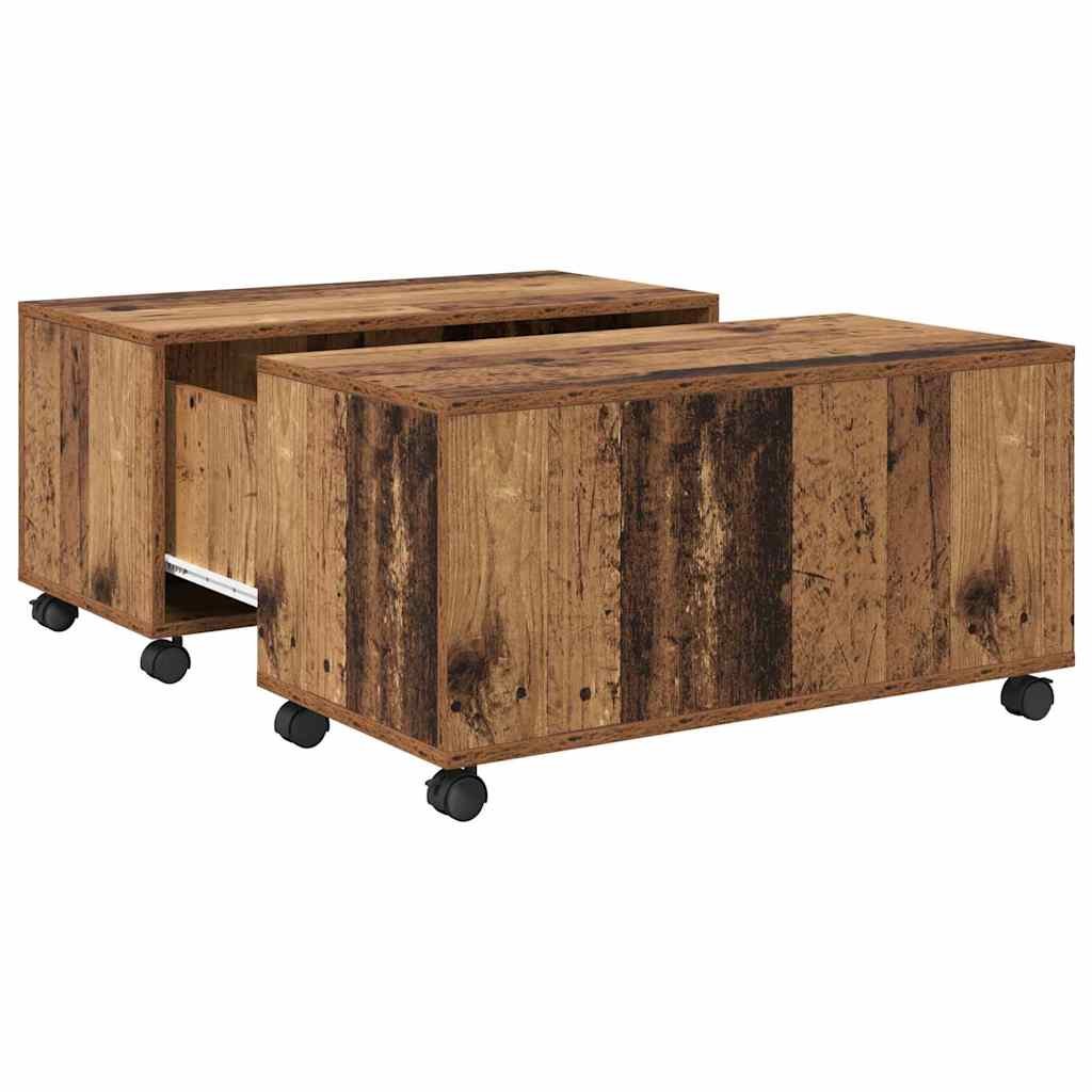 Walplus Engineered Wood Coffee Table - Dark Wood - 75 x 75 x 38 cm