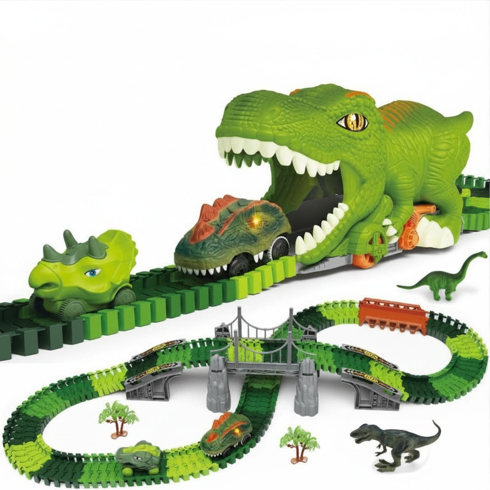 deAO DIY Dinosaur Track Toy Set - Green