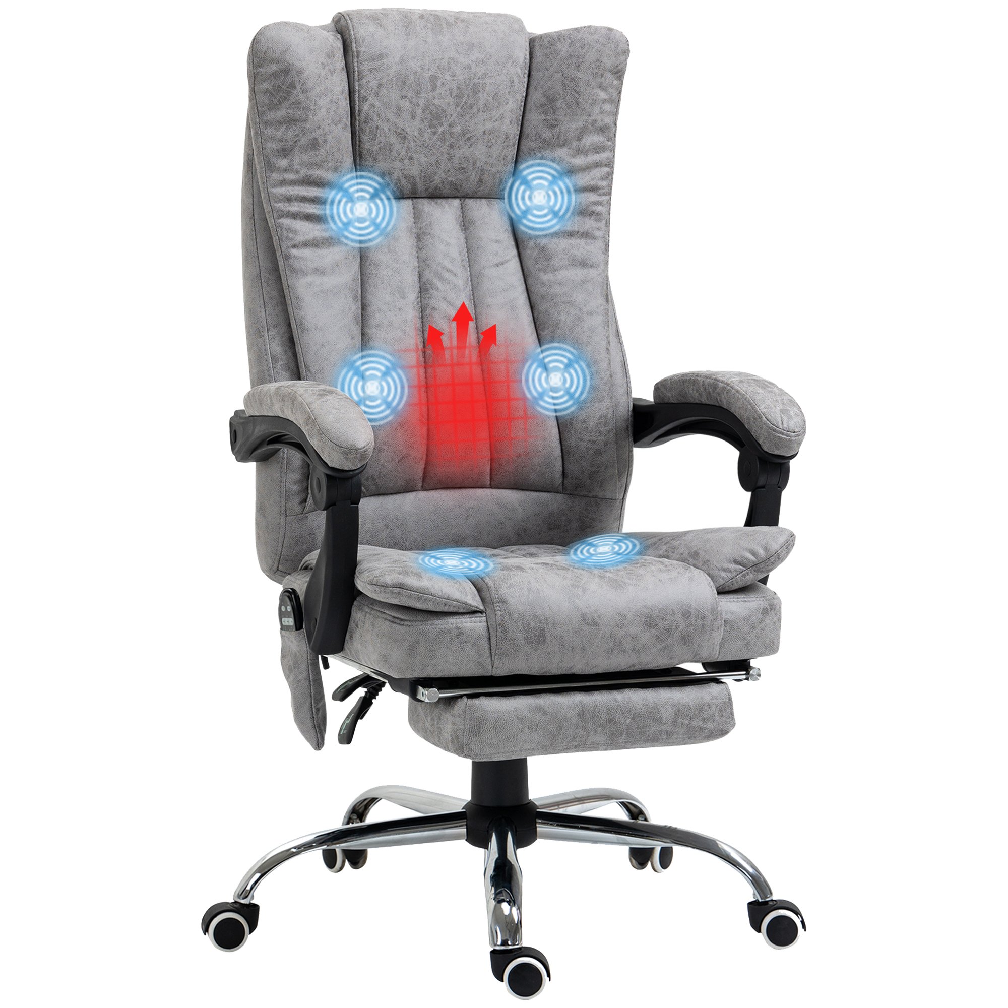 Vinsetto Microfibre Reclining Computer Desk Chair - Grey