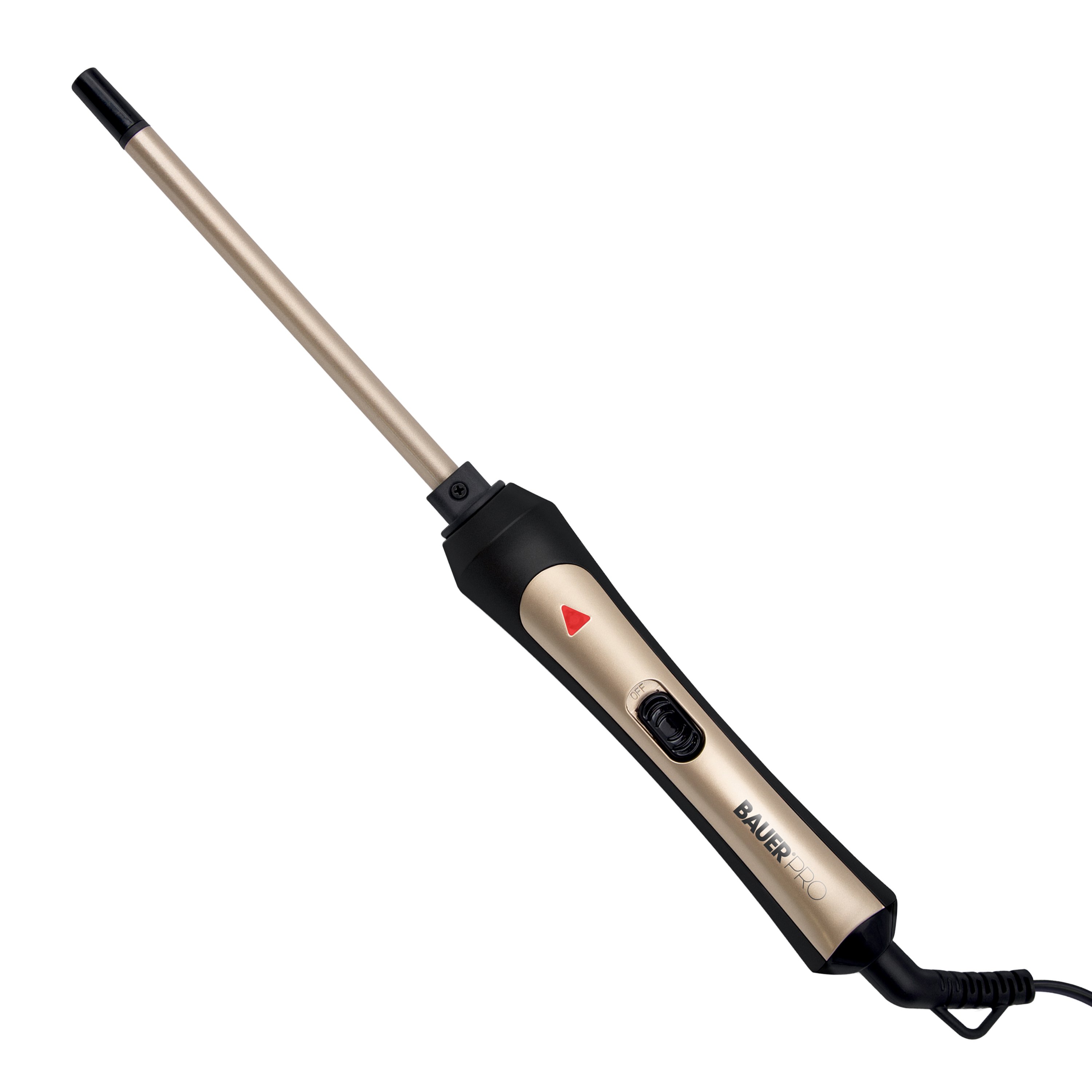 Bauer Slimline Black and Gold Curling Wand with 9mm Barrel – 200°C
