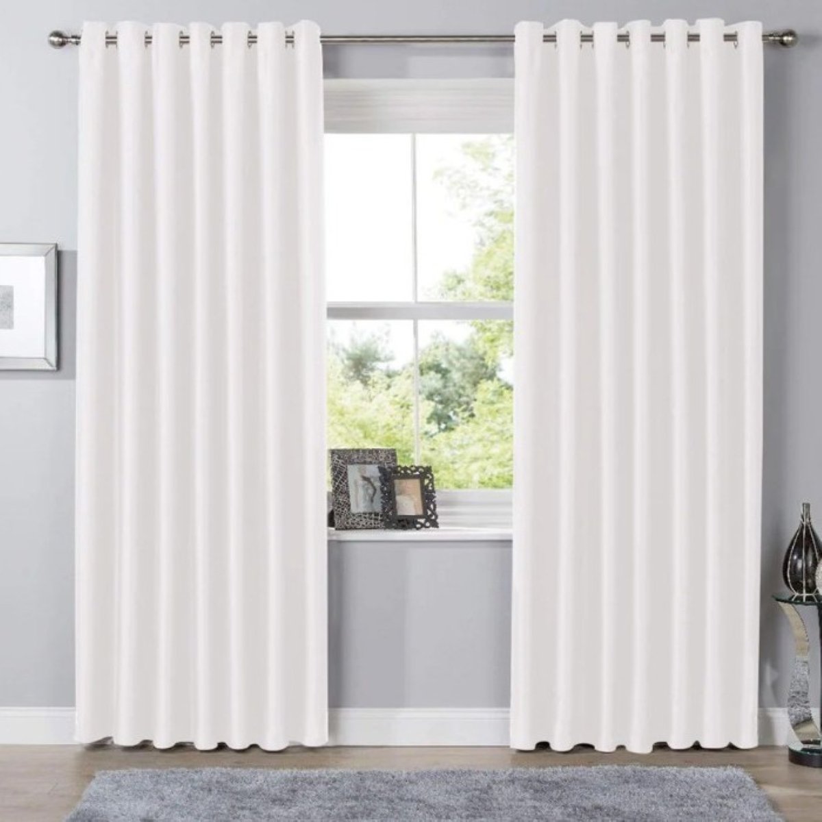New Edge Blinds White Blackout Eyelet Curtains - 117cm x 137cm