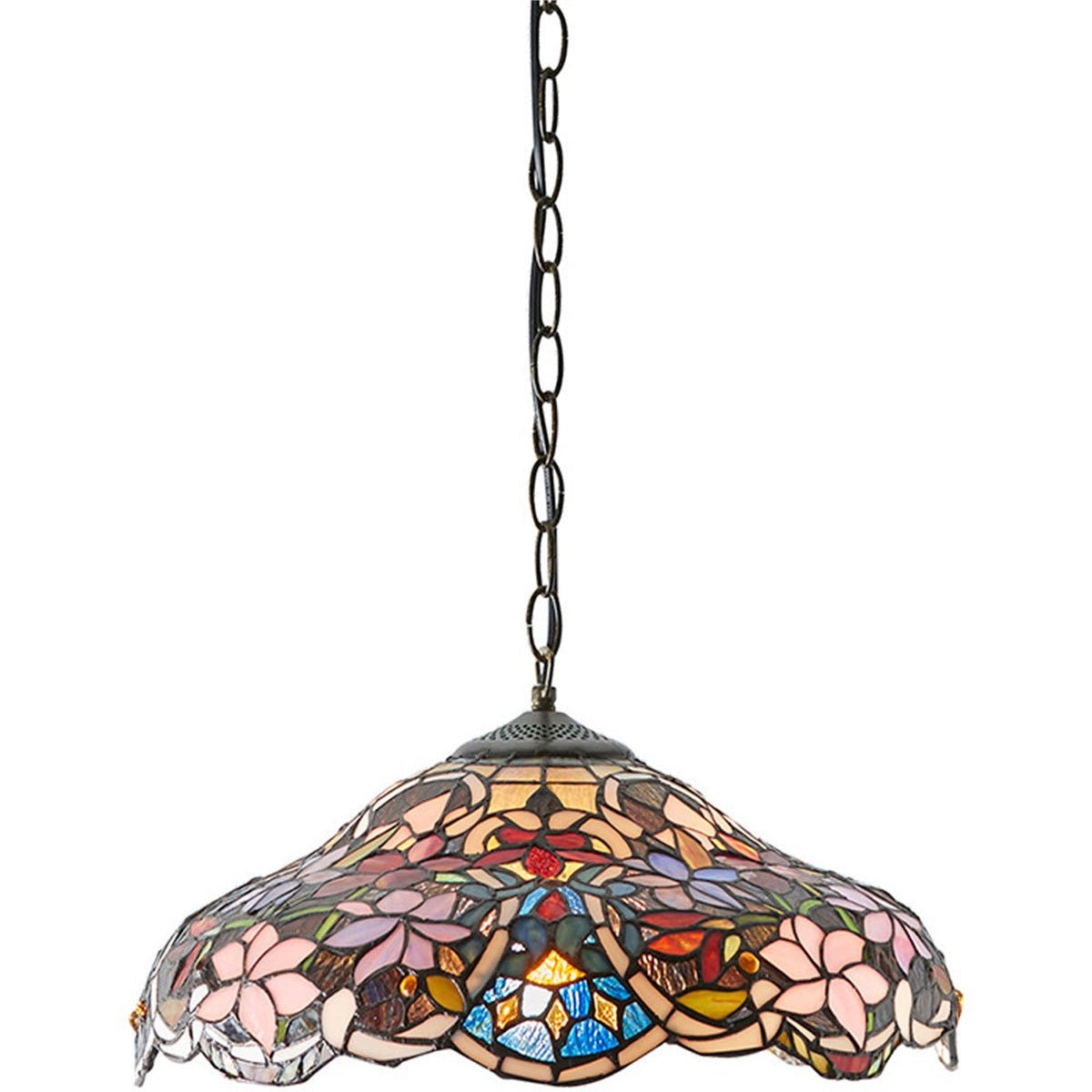 Loops Direct 40cm Diameter Glass and Steel Pendant Light - Dark Bronze