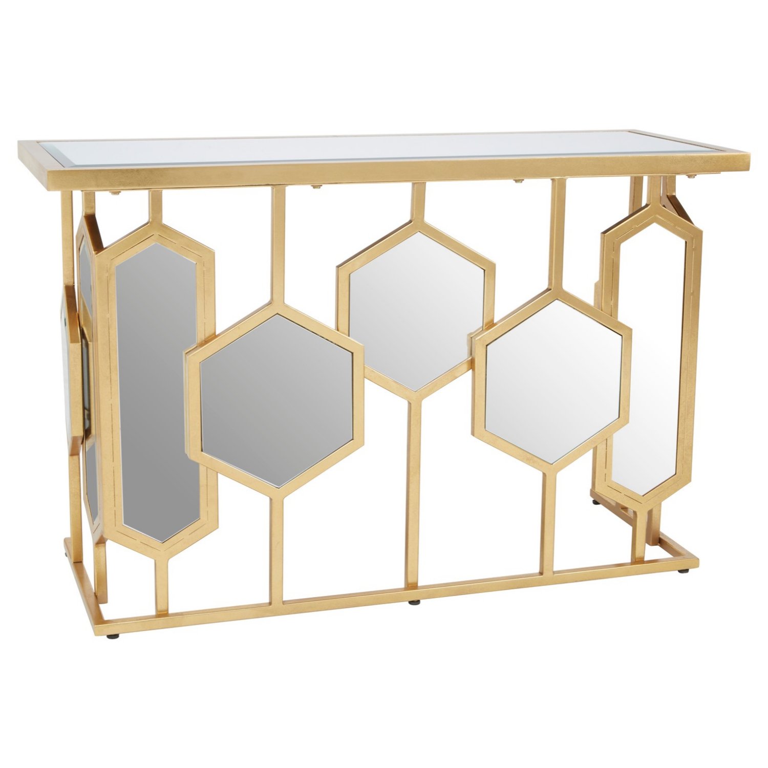 Orsina Rio Mirror Console Table – Gold & Clear