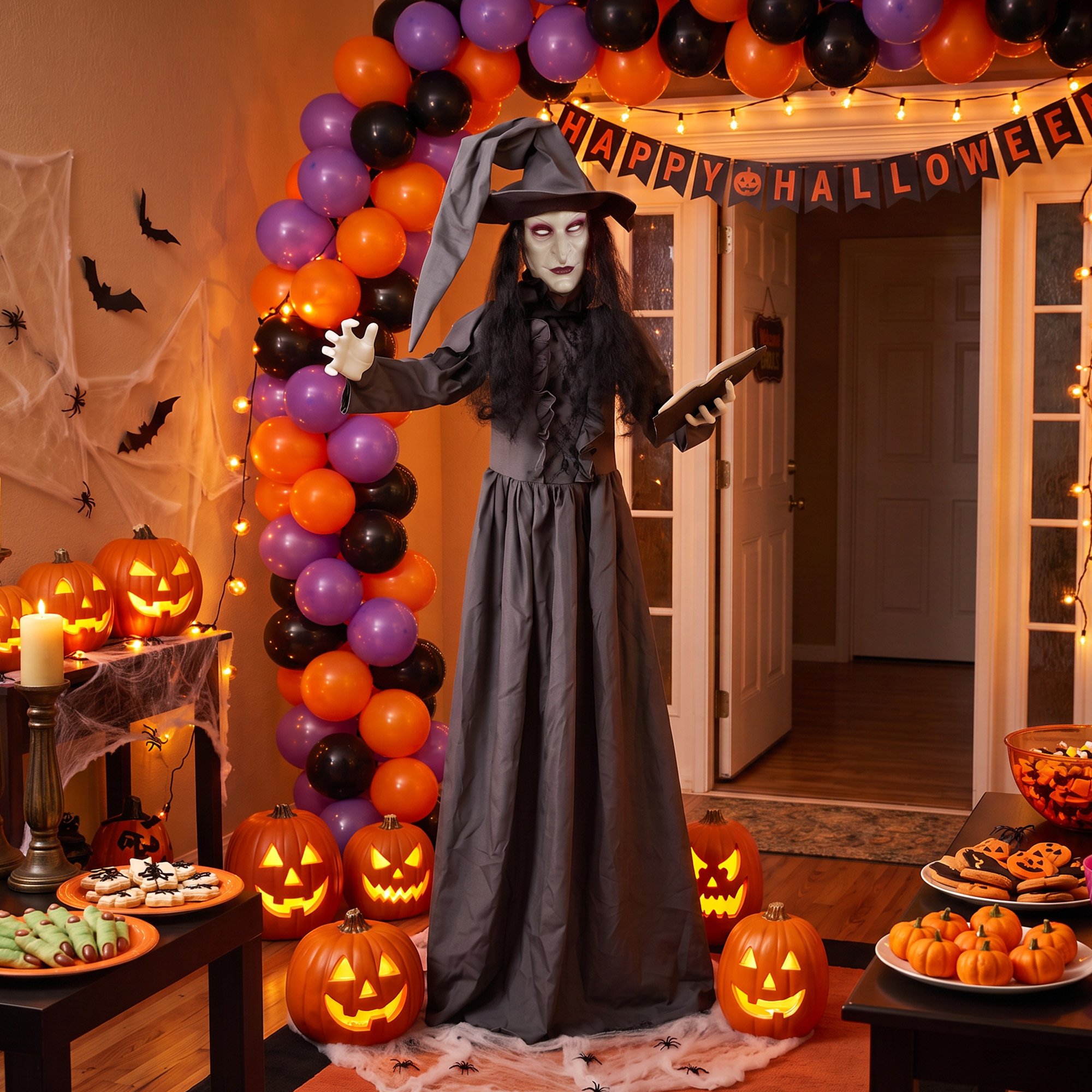 HOMCOM 6ft Animated Halloween Enchantress Decoration