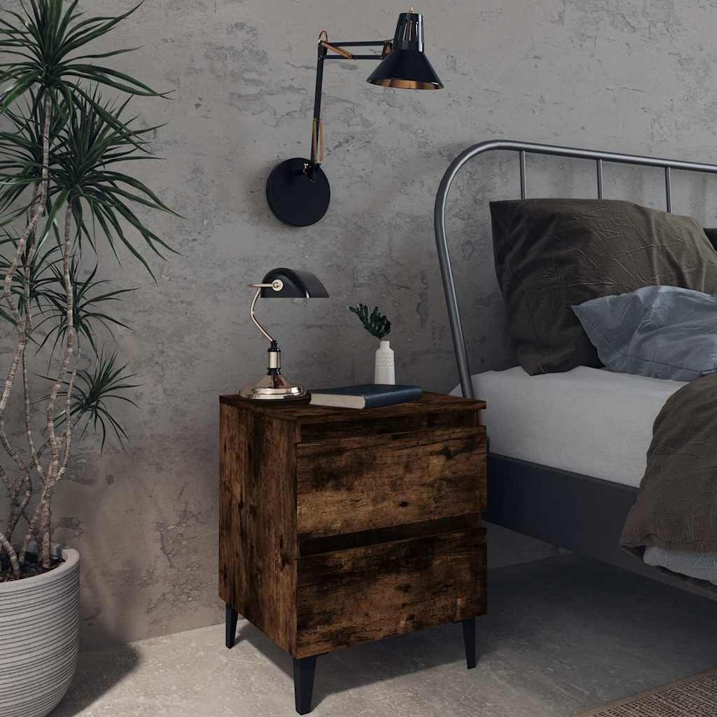 Walplus 2 Drawer Engineered Wood Bed Cabinet - Dark Oak - 40 x 35 x 50 cm