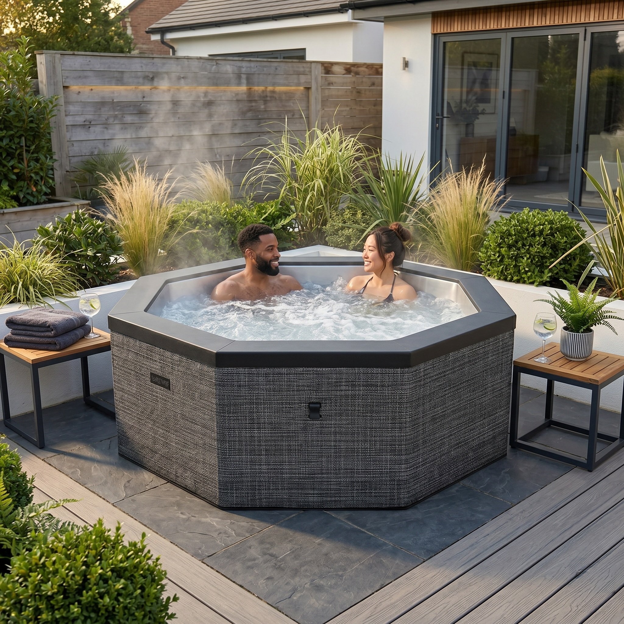Wave Como 6-Person Eco Foam Hot Tub with Integrated Heater - Flint Grey