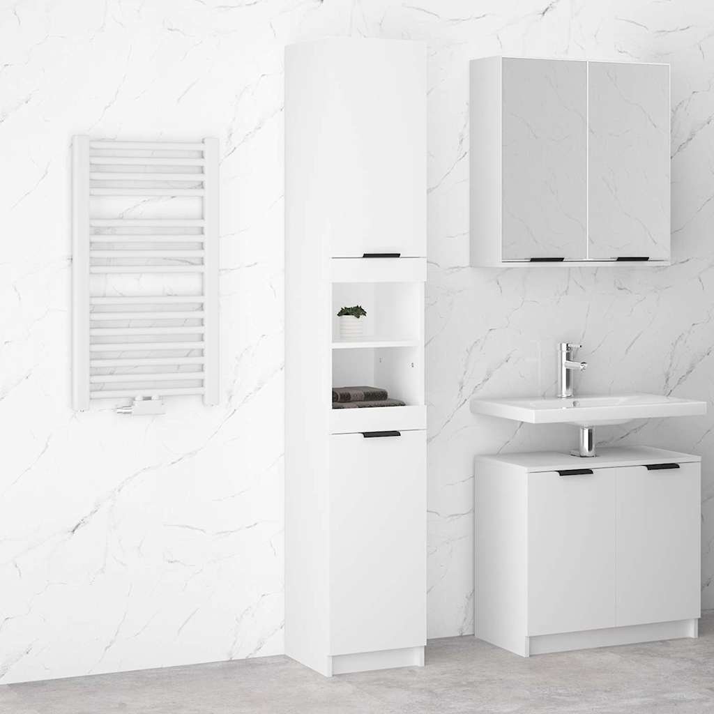 Walplus Tall Bathroom Cabinet - White - 32 x 34 x 188.5 cm
