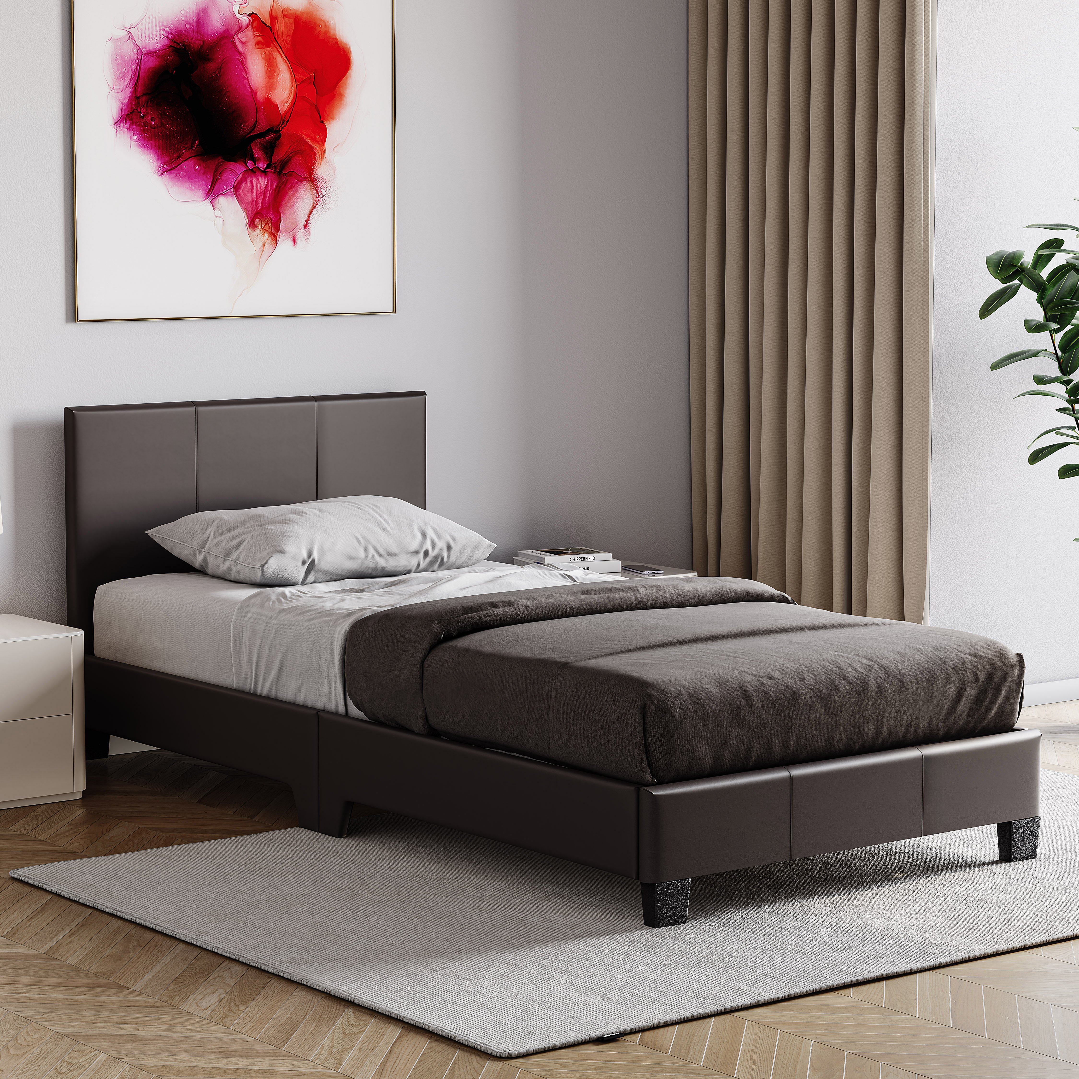 Vida Designs Lisbon Faux UKFR 3ft Single Leather Bed Frame - Brown