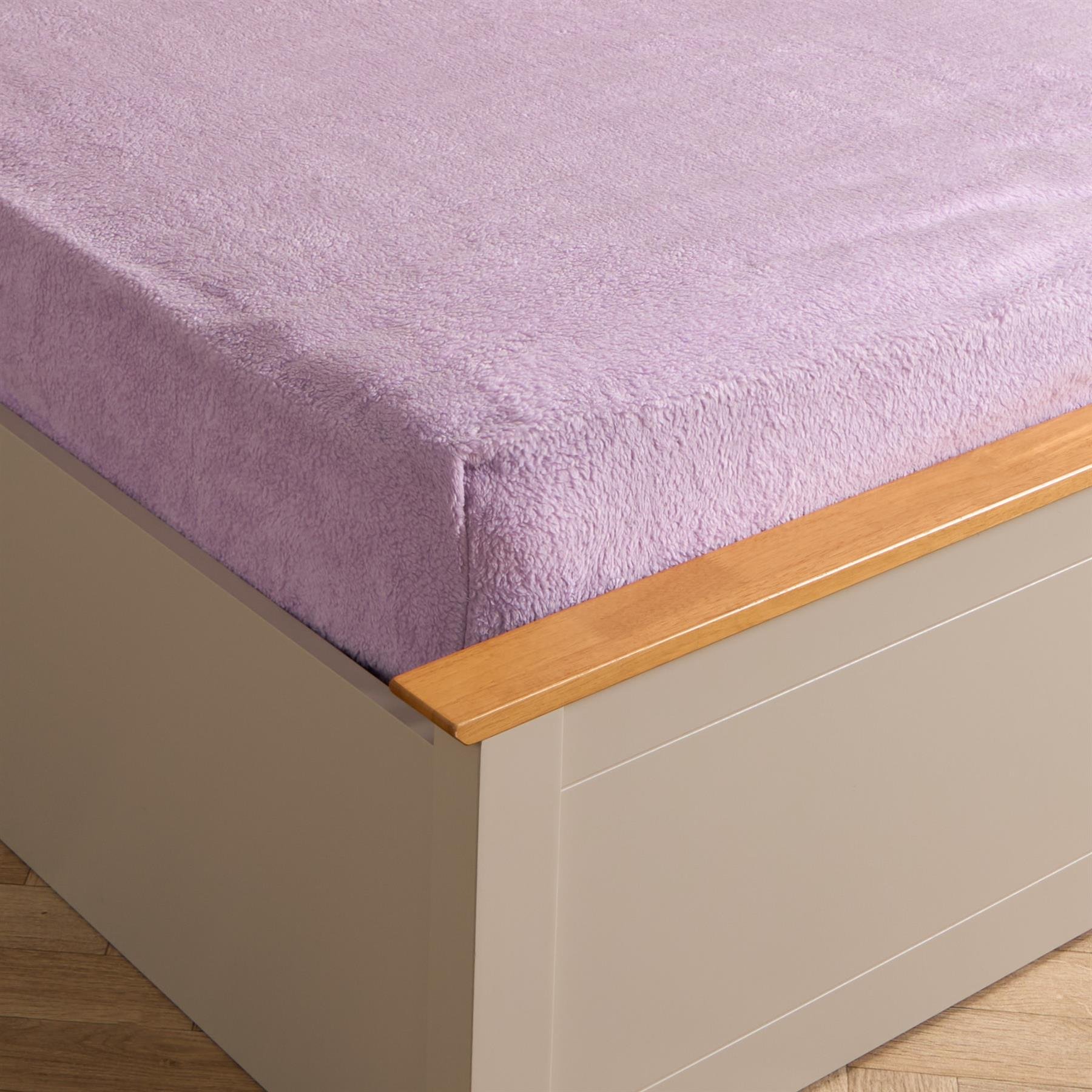 OHS Teddy Fleece Thermal Fitted Bed Sheet Lilac - King