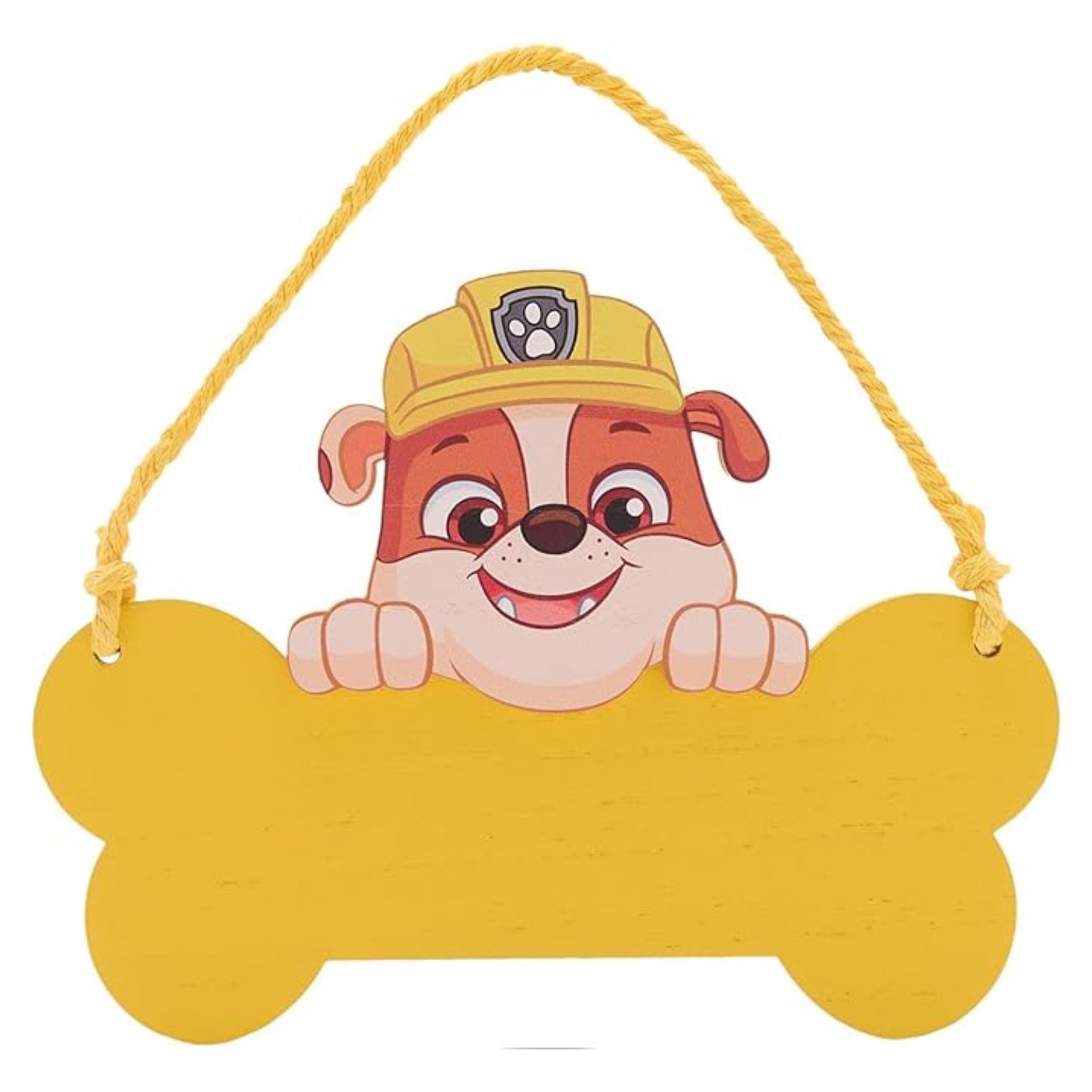 Widdop Paw Patrol Rubble Wooden Hanging Plaque - Yellow