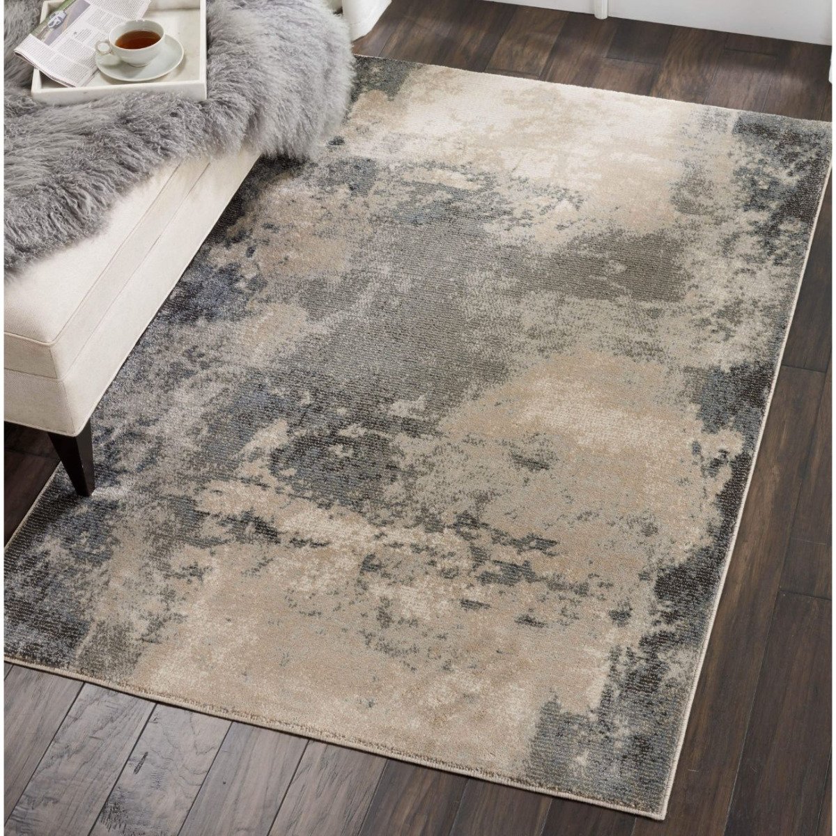 Mega Flooring White Modern Abstract Rug - 160 x 221cm