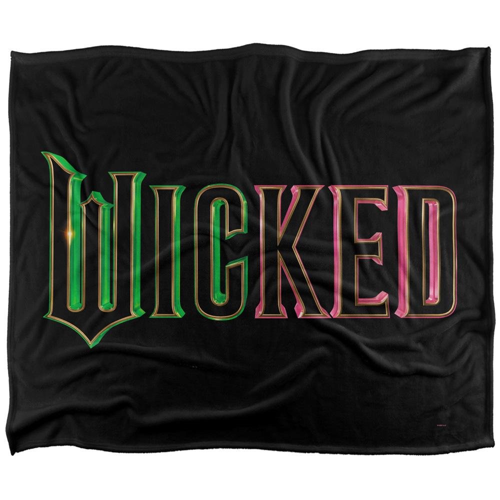 Wicked Movie Logo Pink & Green Blanket - 152cm x 127cm