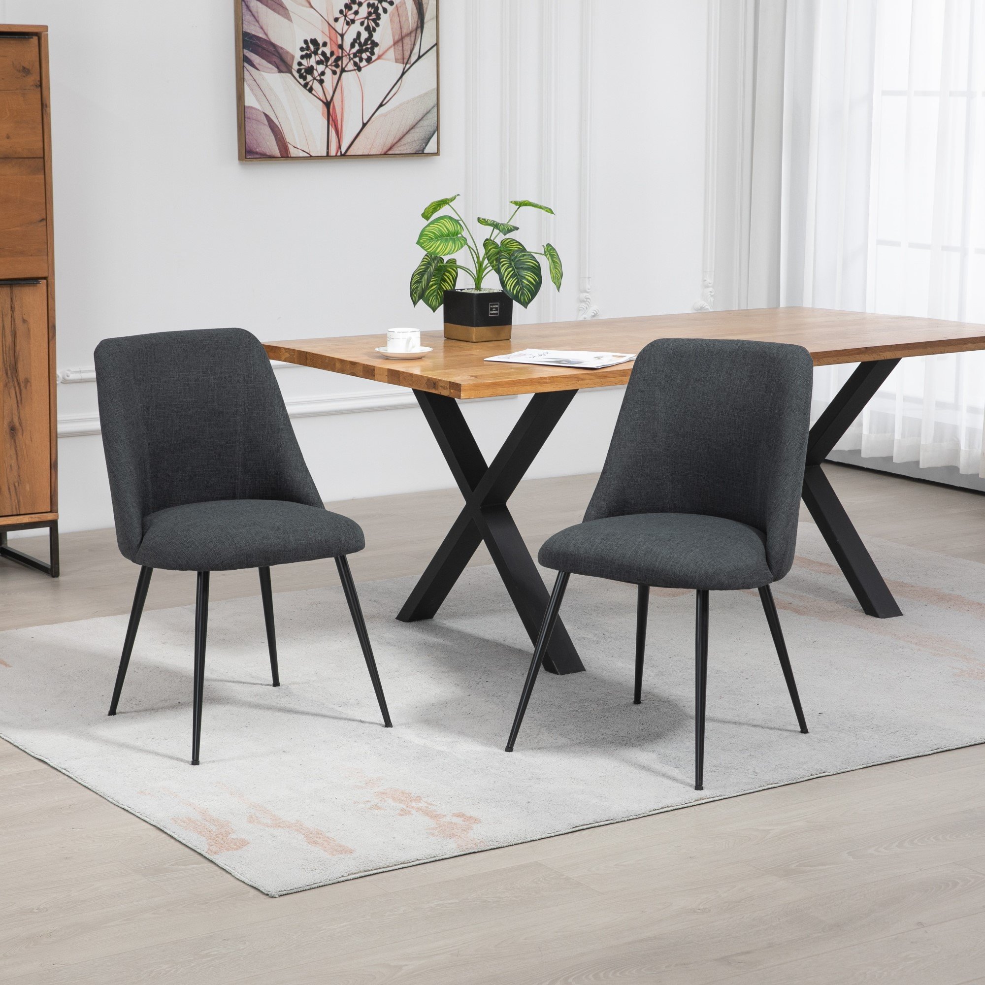 Artemis Home Set of 2 Morandi Fabric Dining Chairs - Set of 2 - Black