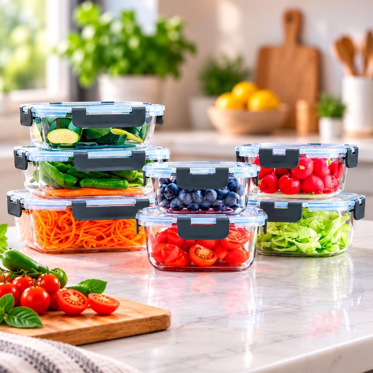 Neo 7 Piece Glass Food Storage Container Set