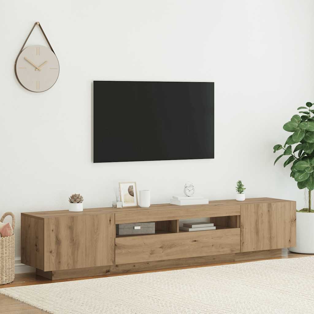 Walplus LED Engineered Wood TV Cabinet - Oak - 200 x 35 x 40 cm