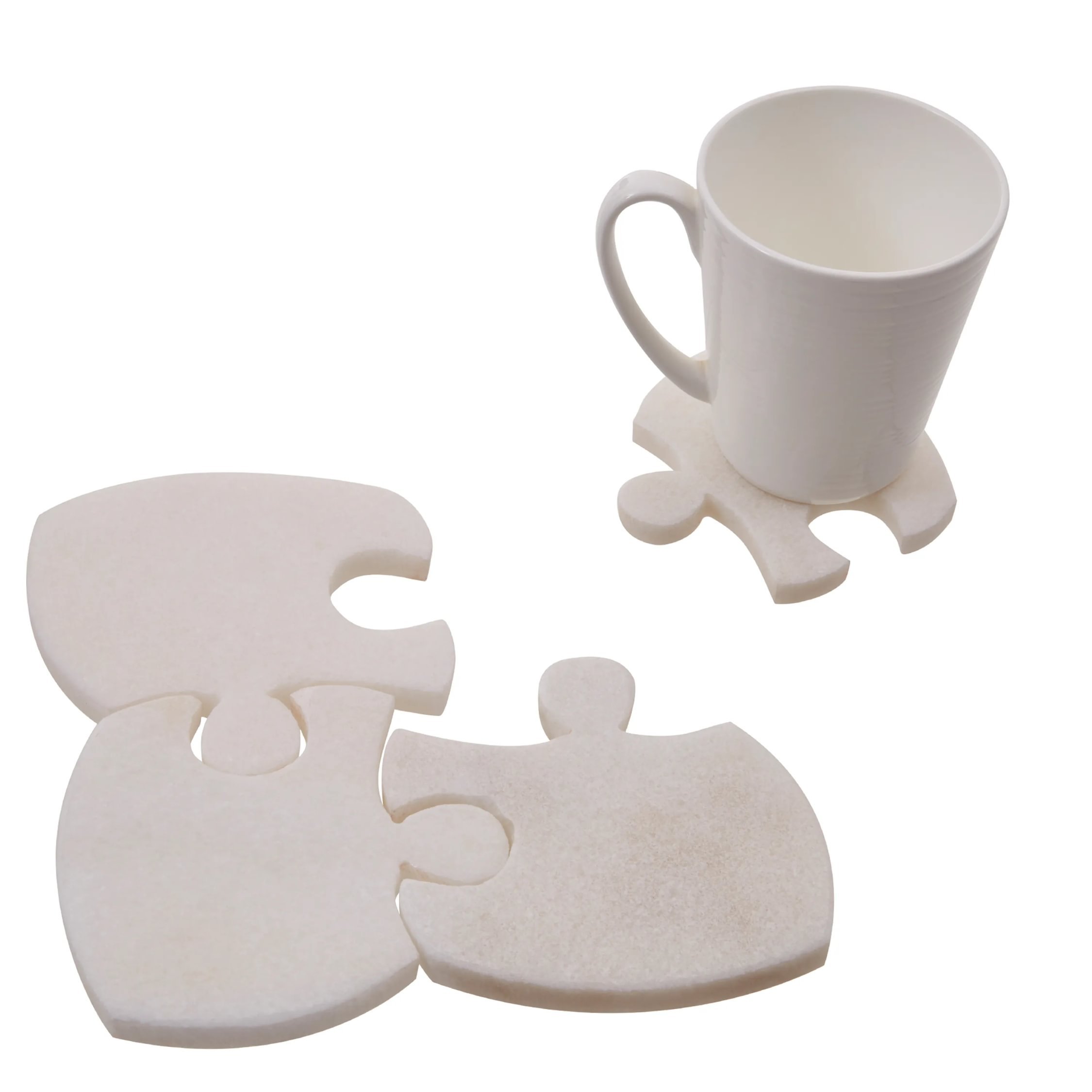 Orsina Set Of 4 Kindia Marble Jigsaw Coasters - White