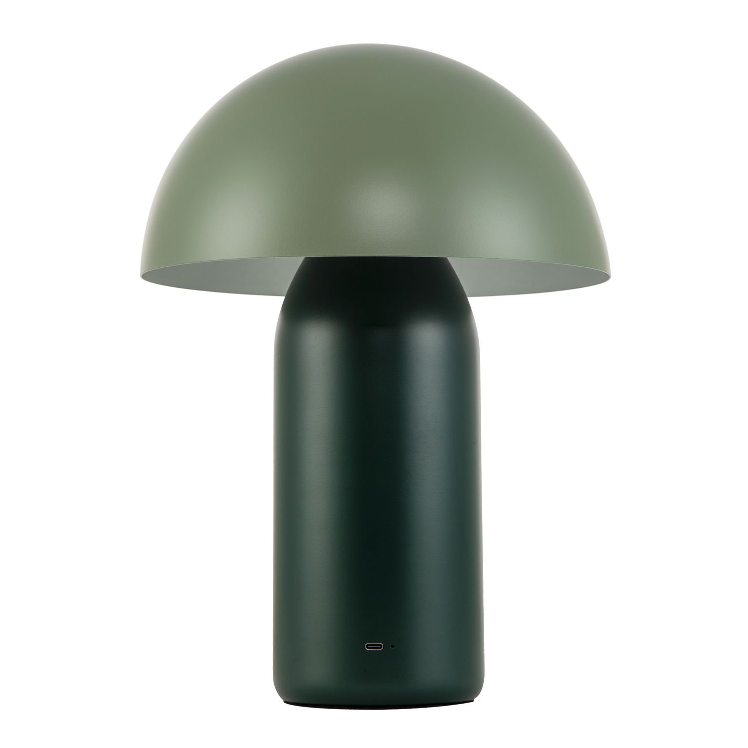 Happy Homewares Dark Green Rechargeable Mushroom in Two Tone Table Lamp - 25cm