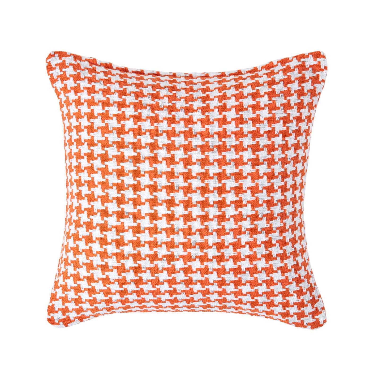 Homescapes Orange Houndstooth Cotton Cushion Cover - 60 x 60 cm