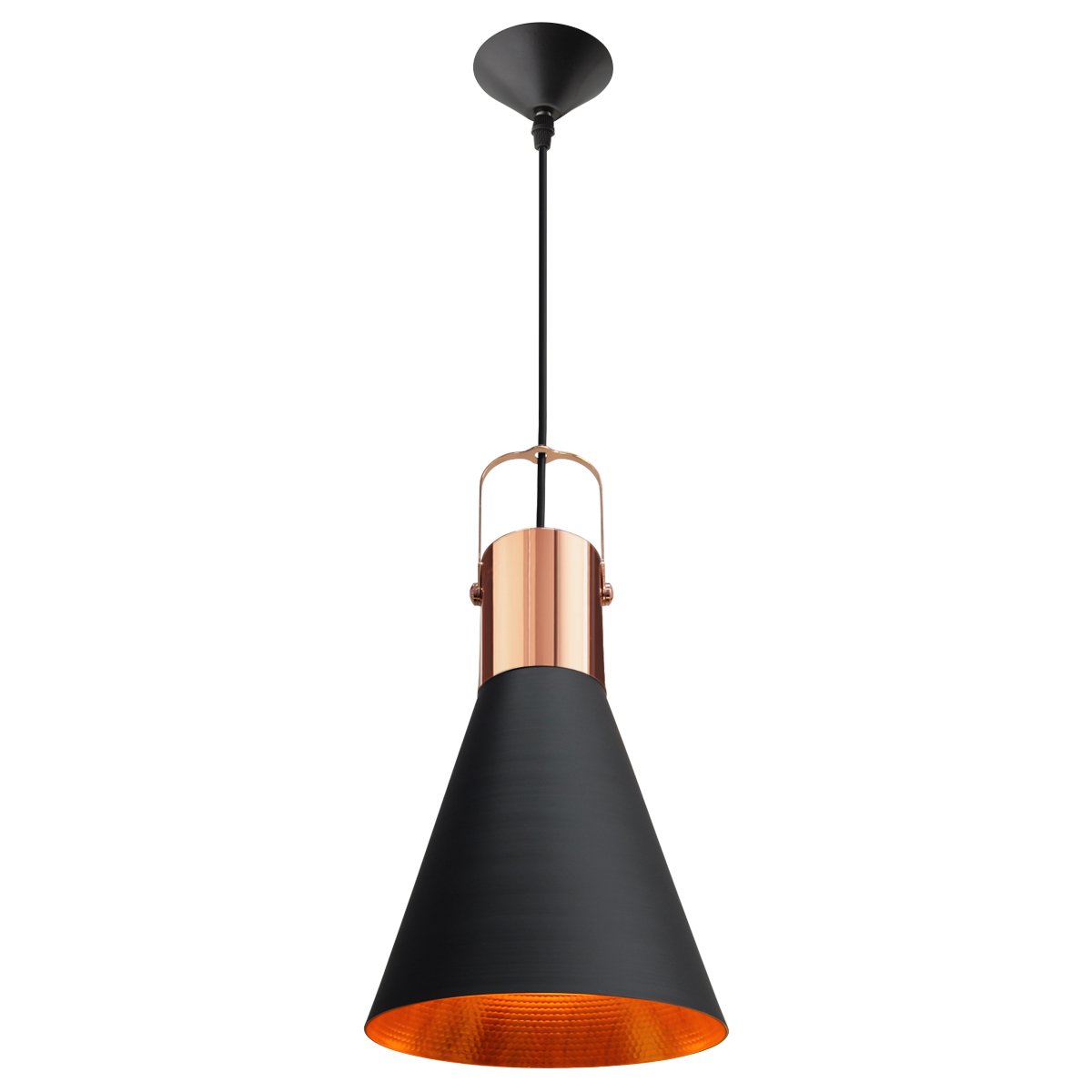 Energy Light Bulbs Cone Metal Gold Inner Ceiling Pendant Light - Black