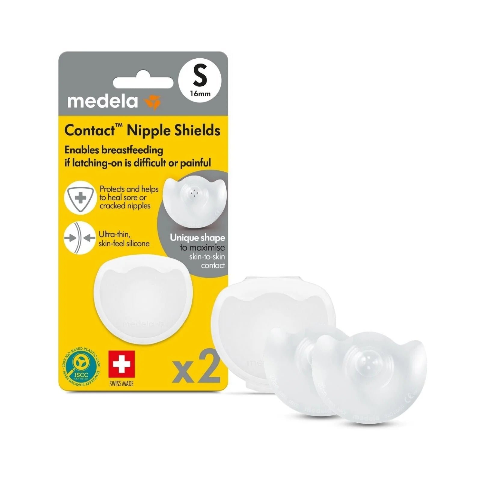 Medela Pack of 2 Silicone Contact Nipple Shields - Size S, 16 mm