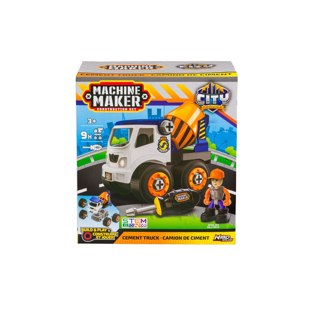 Nikko City Service Cement Truck Rebuild Toy Vehicle