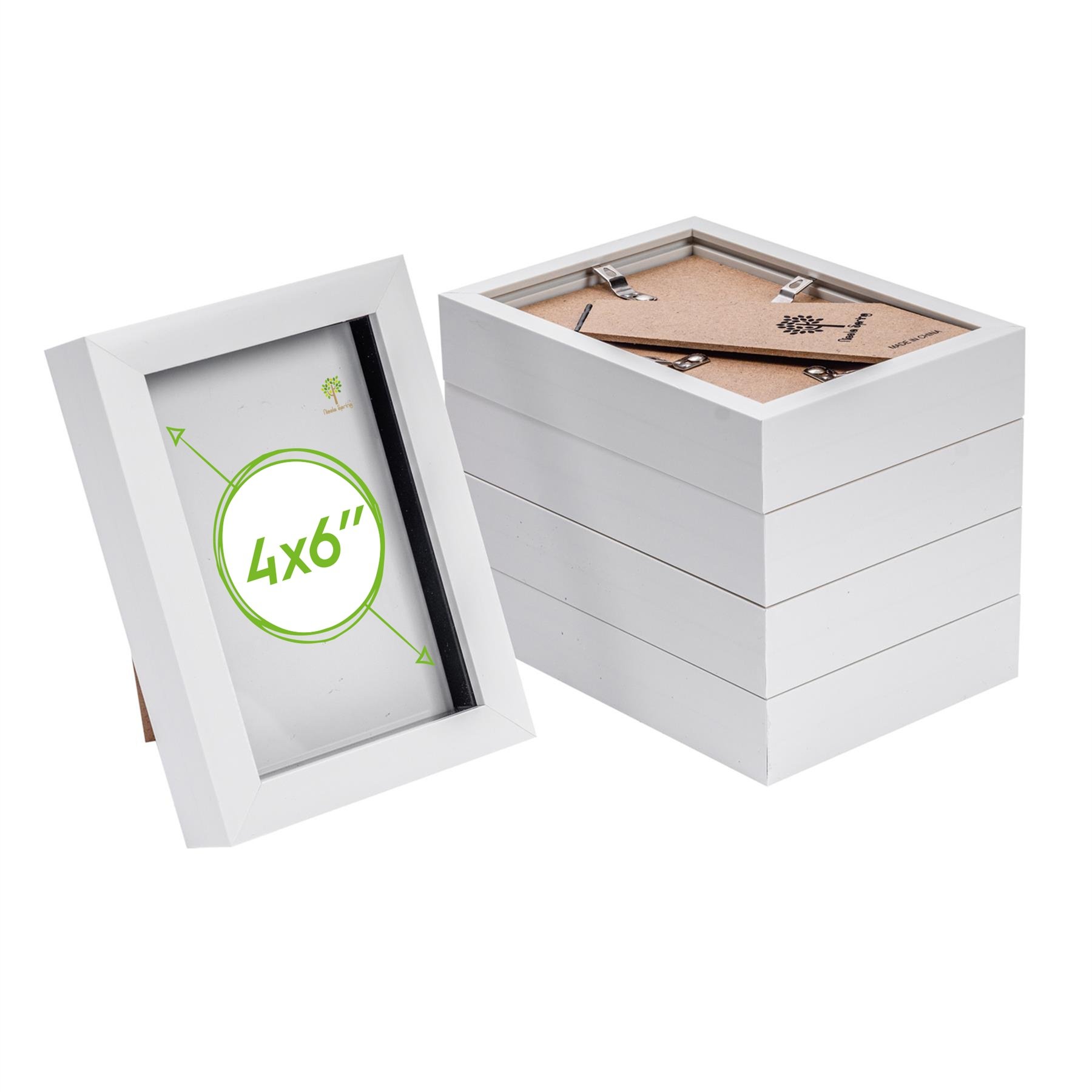 Nicola Spring Pack of 5 3D Box Photo Frames - 4" x 6" - White