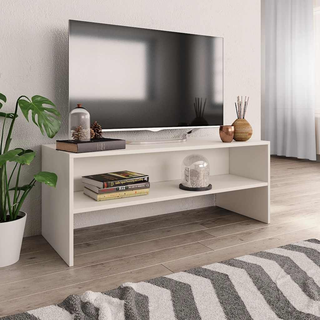 Walplus Engineered Wood TV Unit - White - 100 x 40 x 40 cm