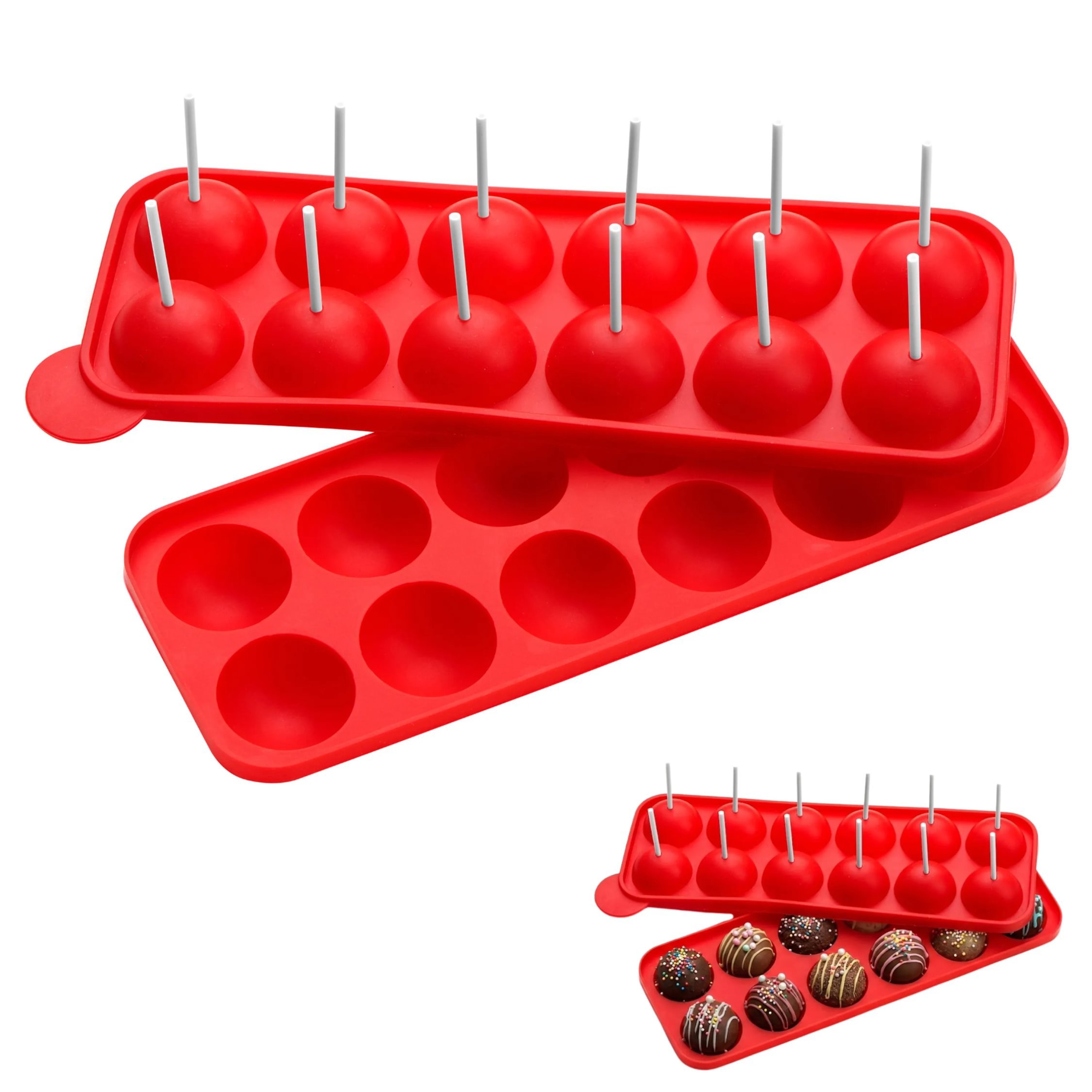 Orsina Hallie 12 Mould And 24 Sticks Cake Pop Mould - Red
