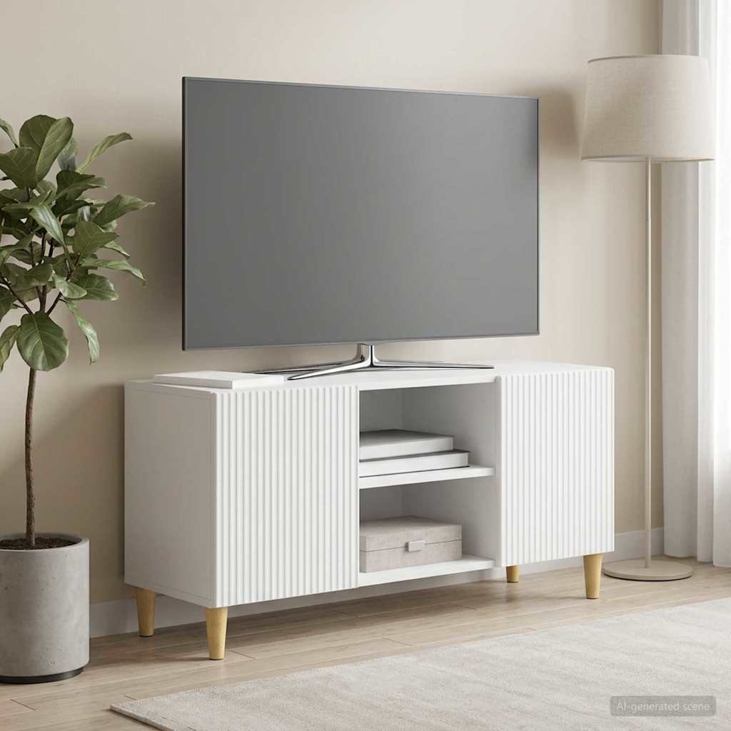 Walplus Engineered Wood TV Cabinet Tall Unit - White - 102 x 34.5 x 50 cm
