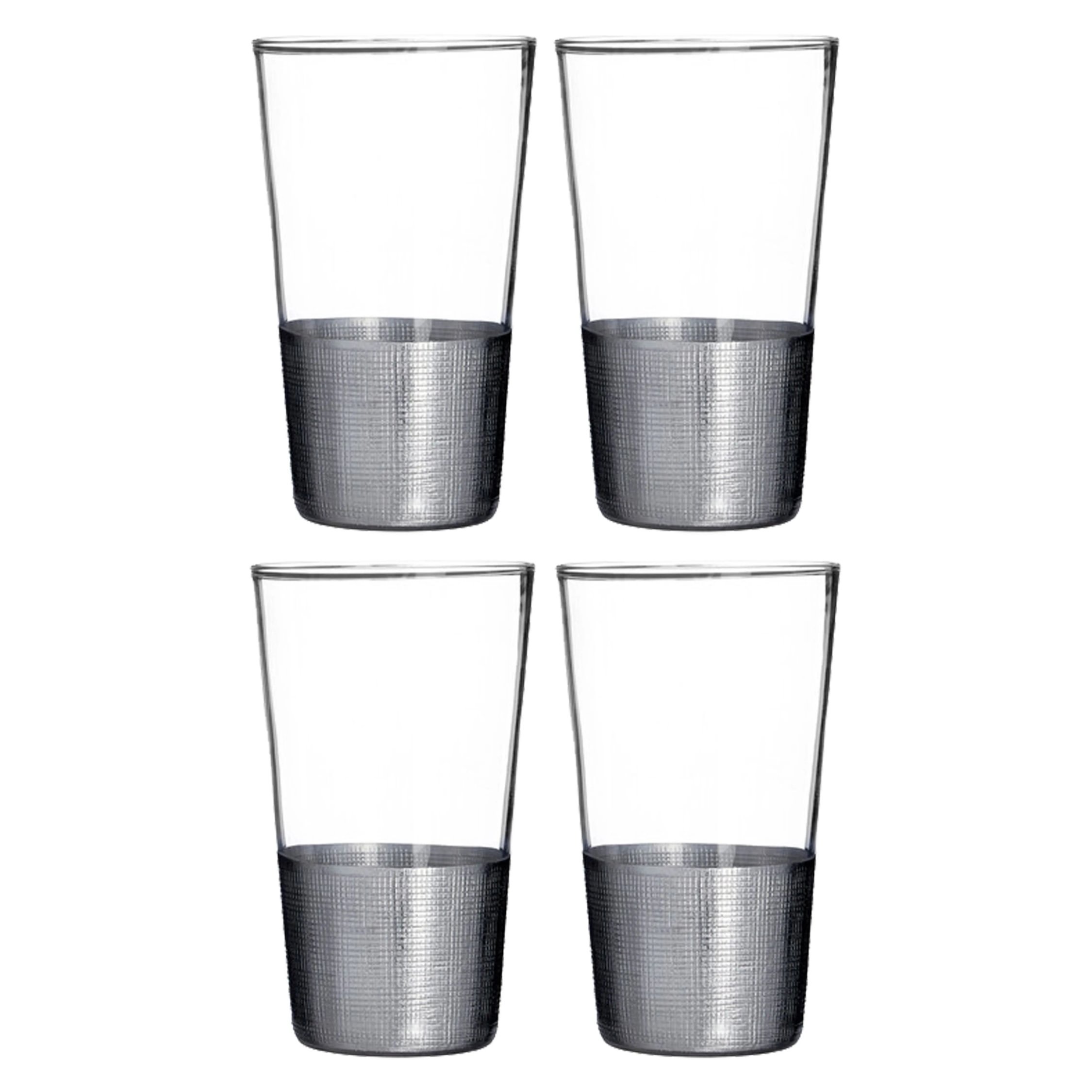 Orsina Set of 4 Apollo High Ball Glasses – Silver