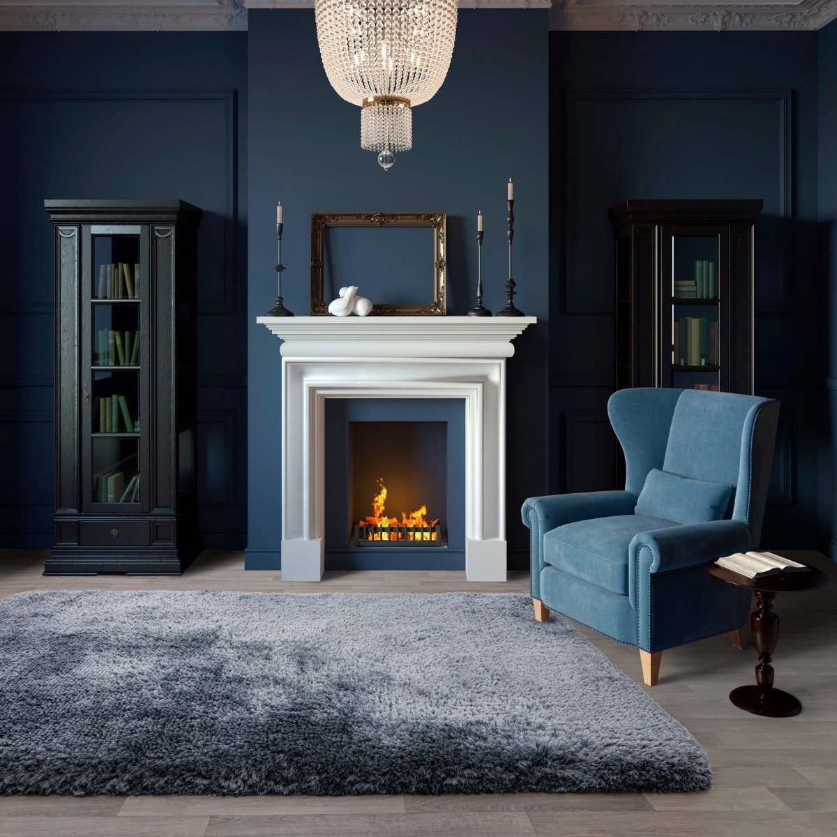 Mega Flooring Blue Modern Plain Rug - 120 x 170cm