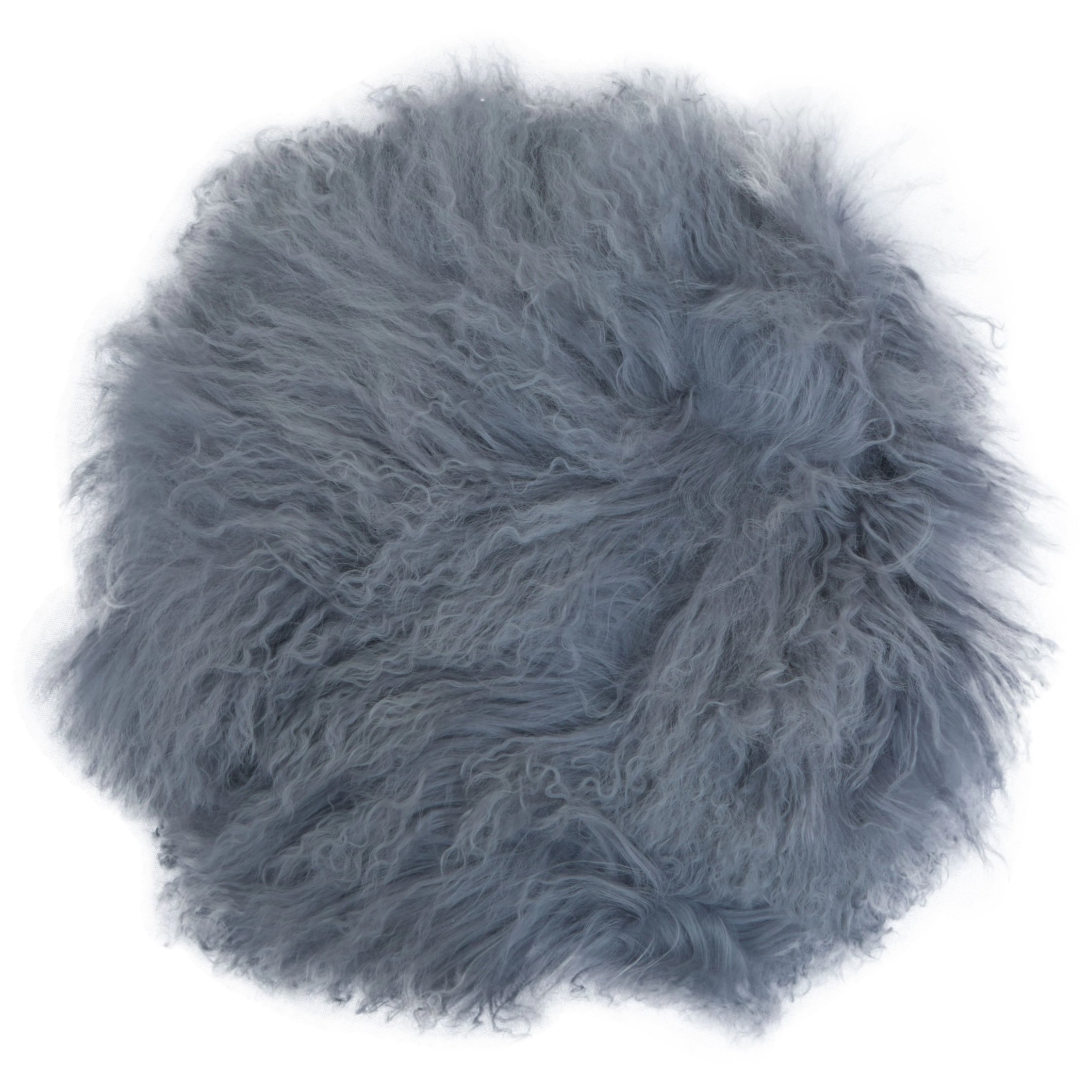 Orsina Bosie Real Mongolian Fur Round Cushion – Grey