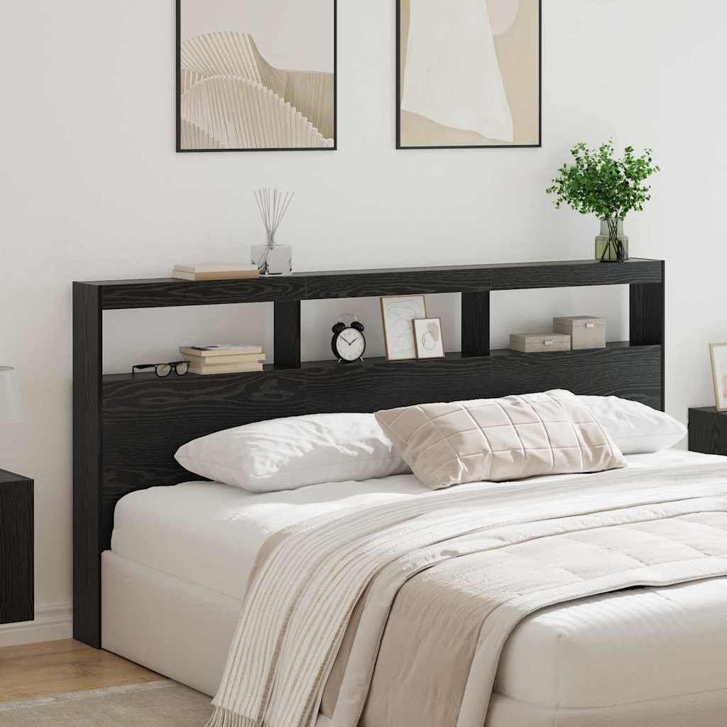 Walplus Engineered Wood Headboard - Black Ash - 200 x 17 x 102 cm