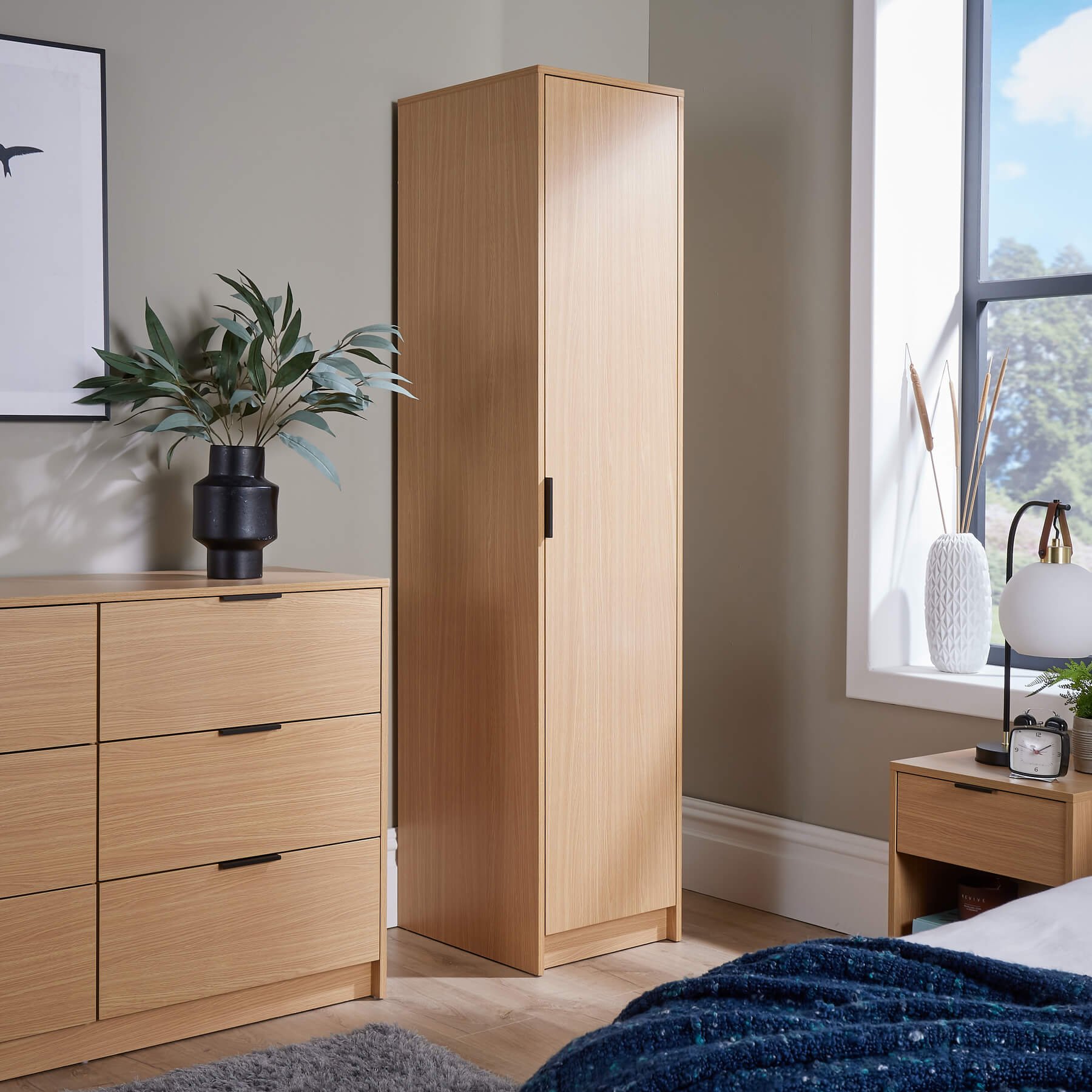Home Source Phoenix 1 Door Wardrobe - Oak
