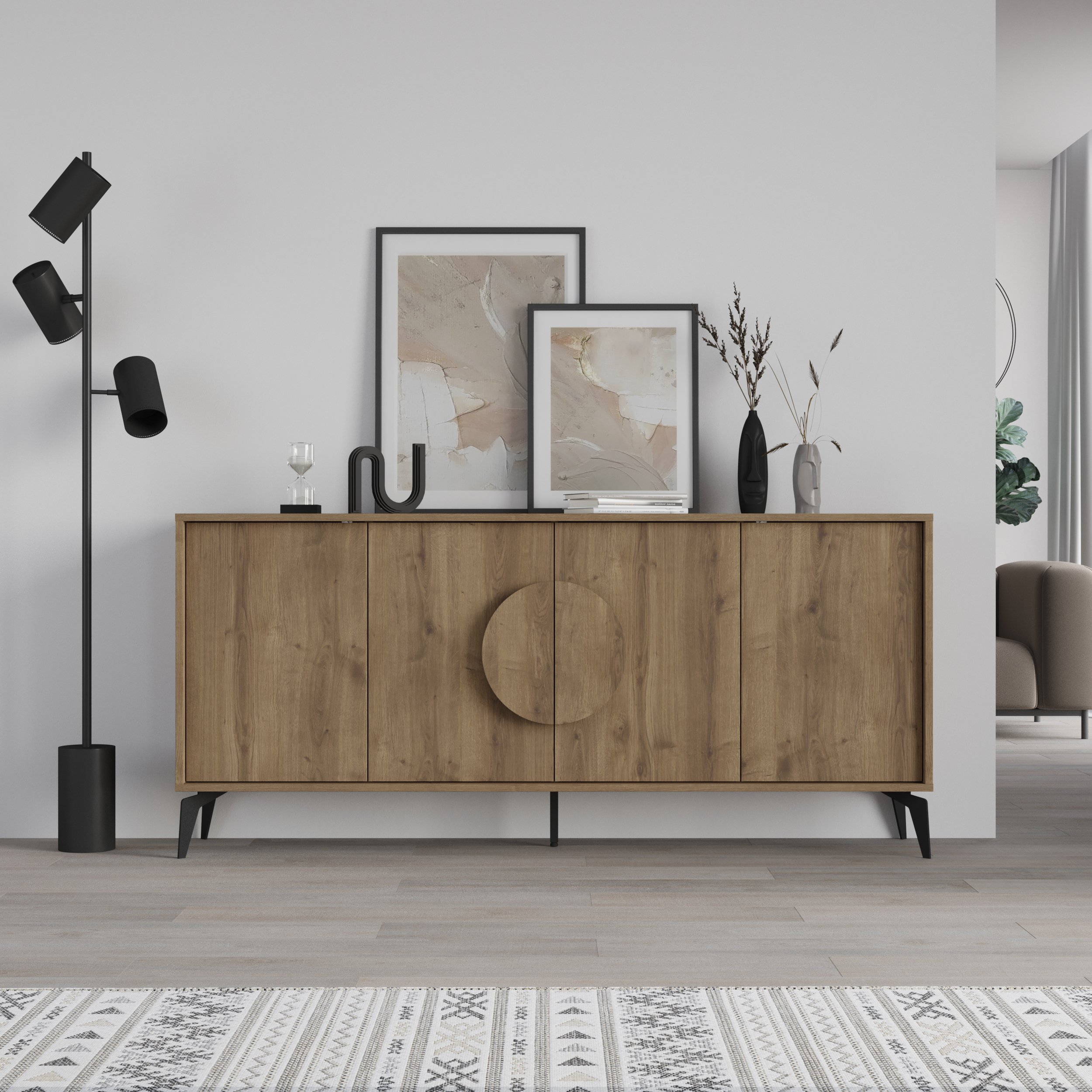 Decortie Gora 4 Sliding Door Sideboard - Dark Oak