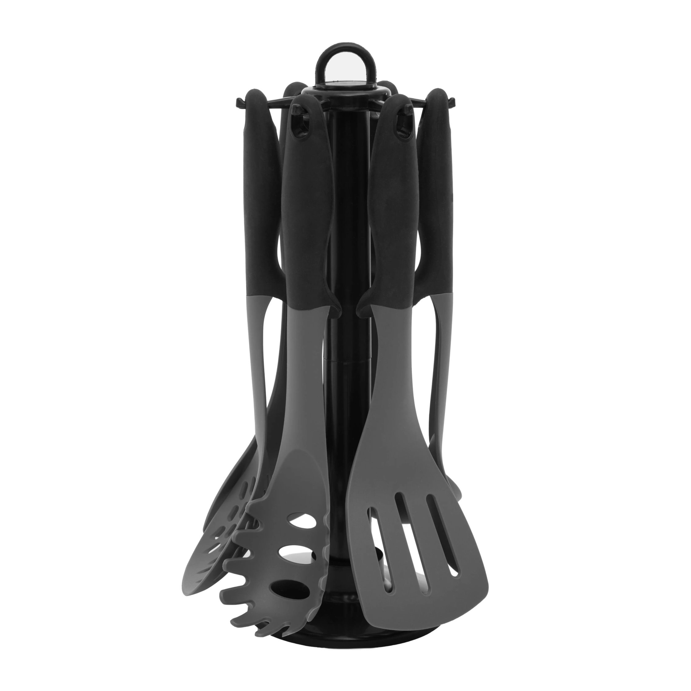 Orsina Tyri 6 Piece Kitchen Utensil Set with Stand – Black and Grey