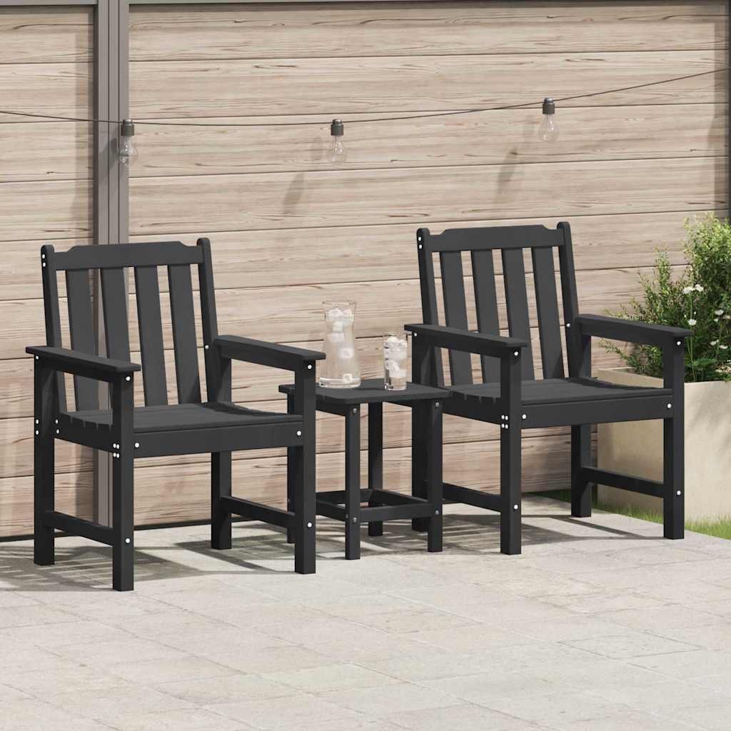 Walplus 2 Piece HDPE Dining Chairs - Black - 65.5 x 59 x 88 cm