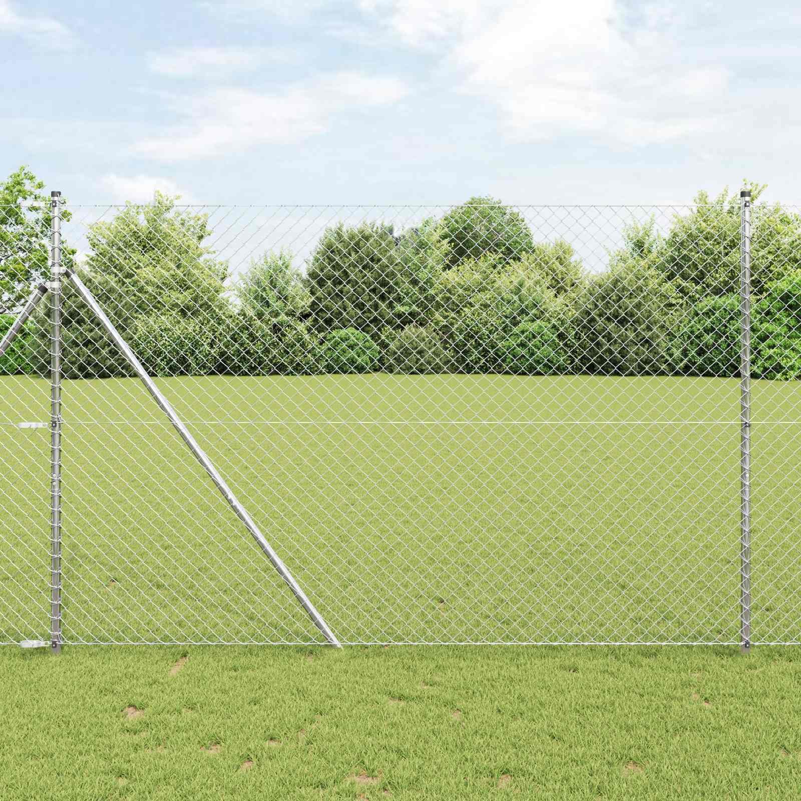 Walplus Galvanised Steel Chain Link Fence - Silver - 100 x 160 cm