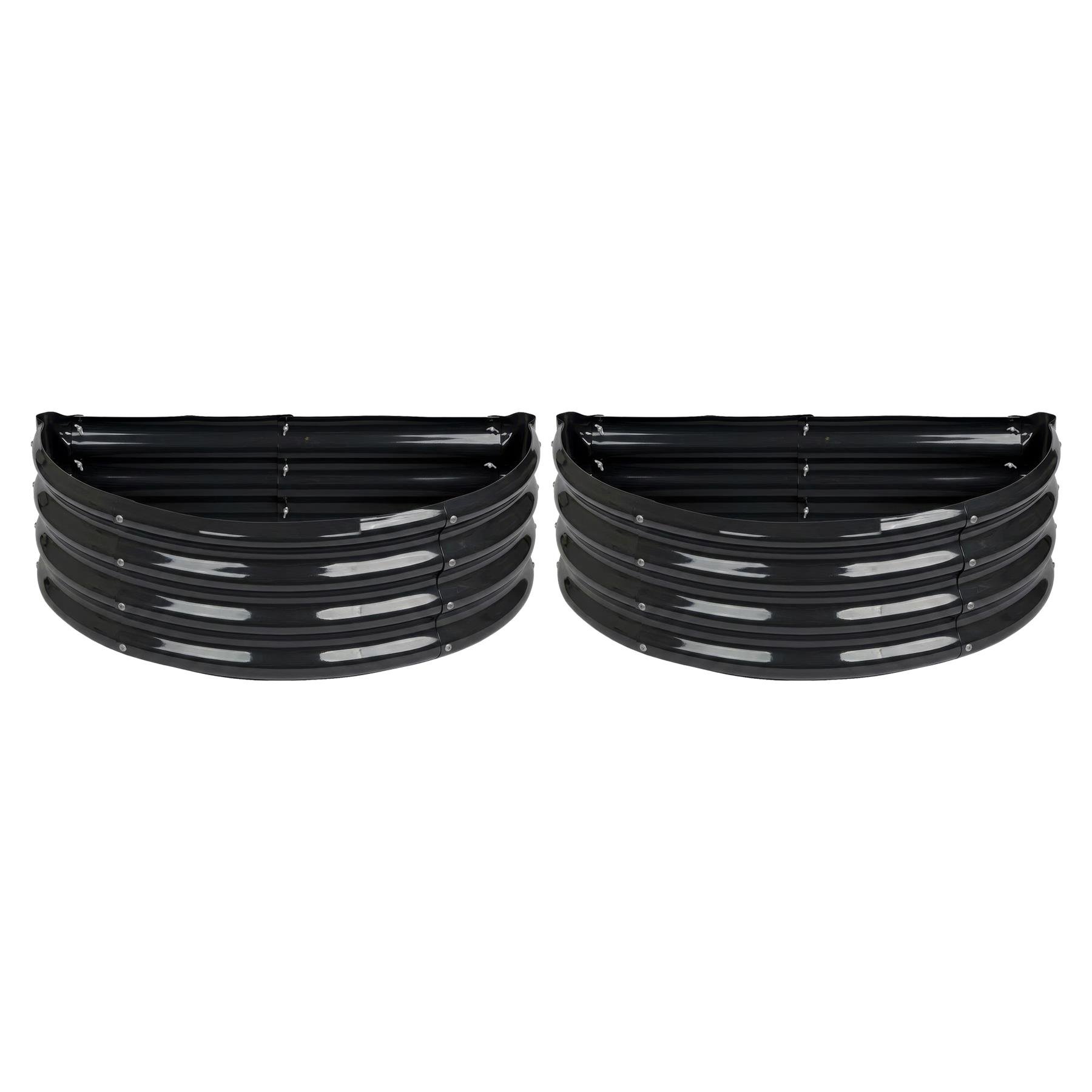 Harbour Housewares Semicircle Raised Garden Beds 90 x 45cm Set of 2 - Anthracite