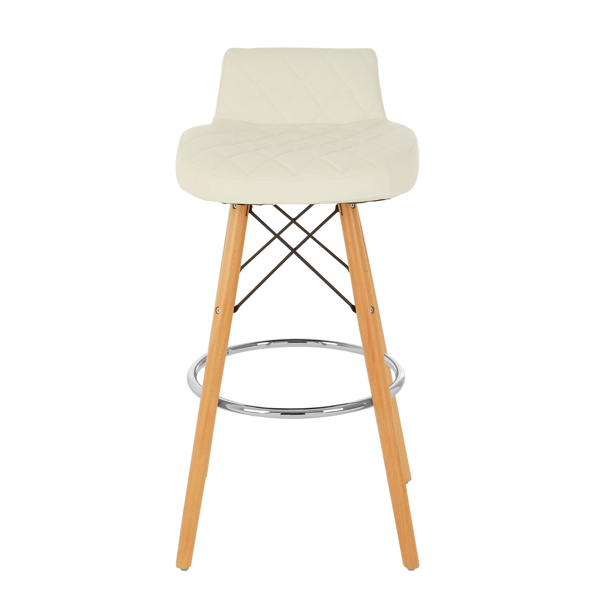 Orsina Stockholm Faux Leather Quilted Bar Stool – White and Natural